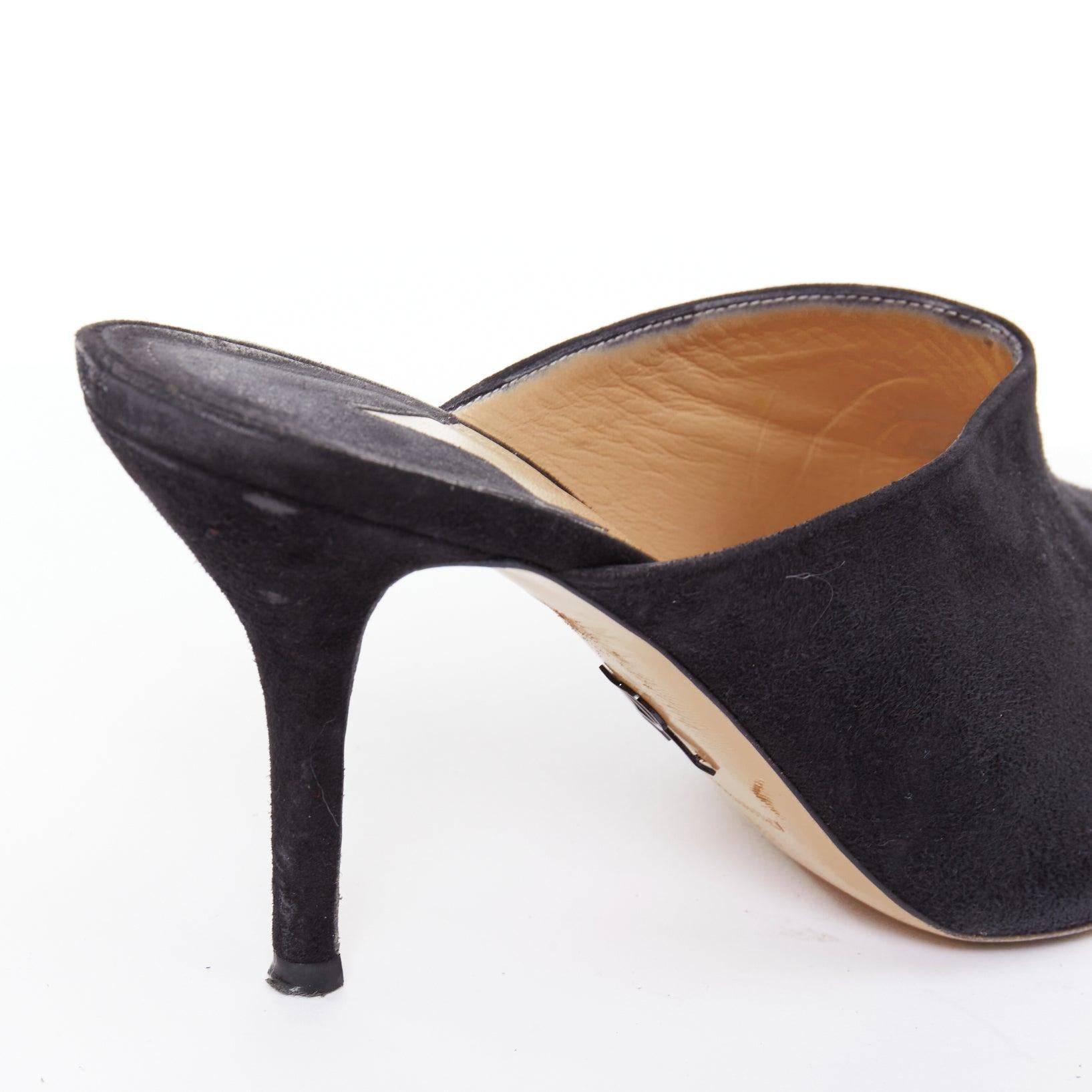 PAUL ANDREW Certosa black suede pointy toe high heel mules EU39.5 en venta 3