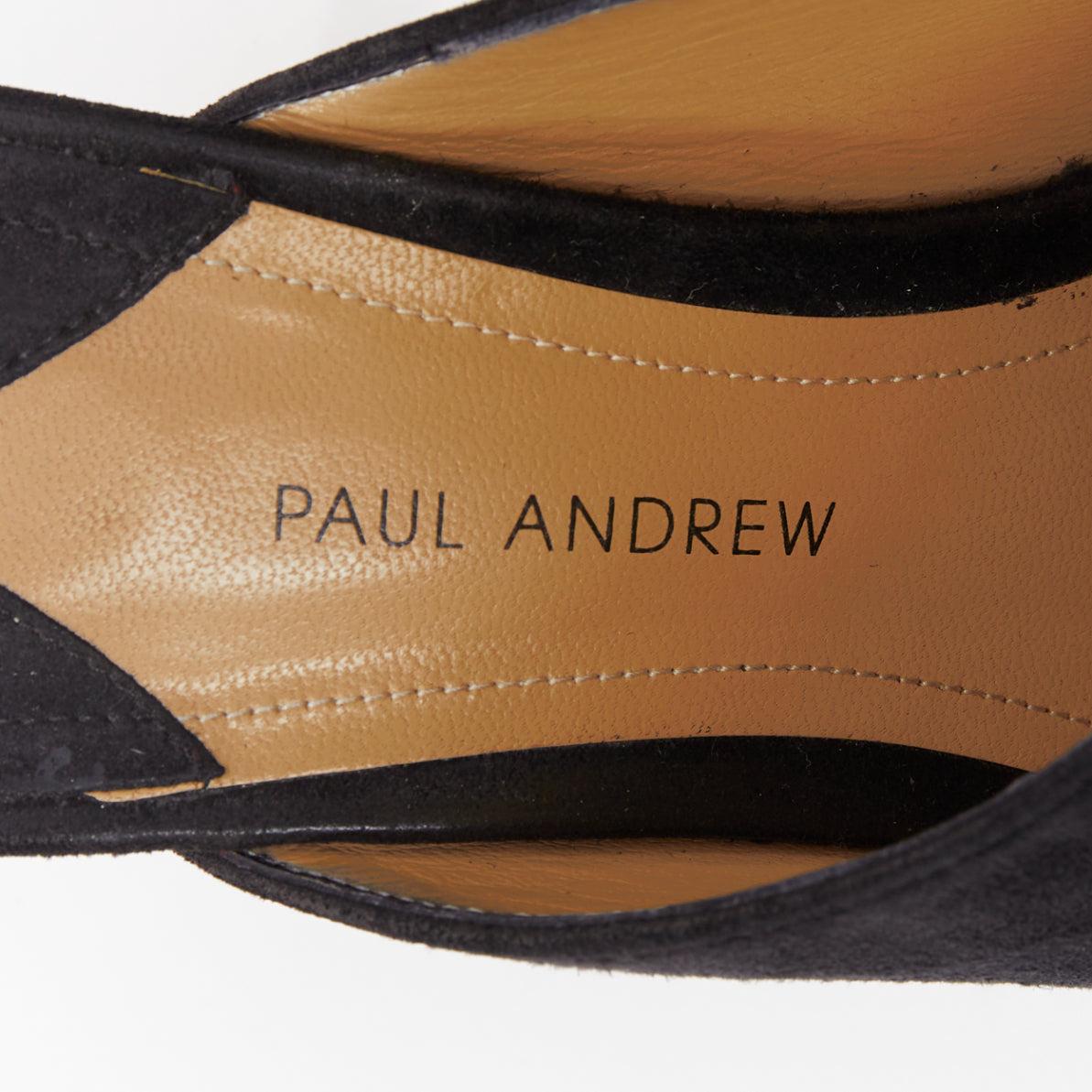 PAUL ANDREW Certosa black suede pointy toe high heel mules EU39.5 en venta 4