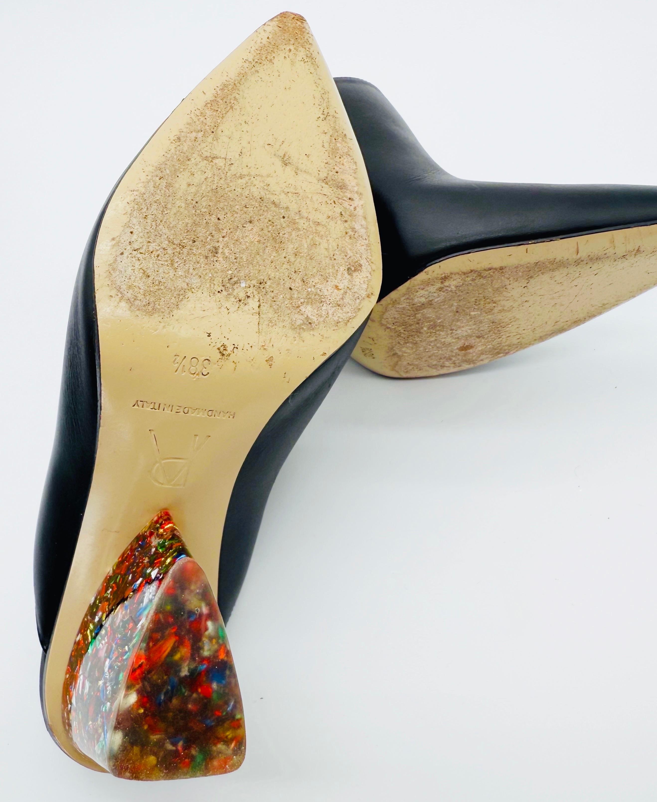 De las mujeres Paul Andrew para Edie Parker Talla 38,5 Zapatos de tacón con chispas de confeti negro Mules en venta