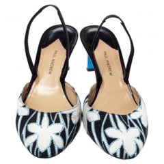 Paul Andrew Multicolor Floral Canvas Leather Celestine Slingback Sandals Size 40