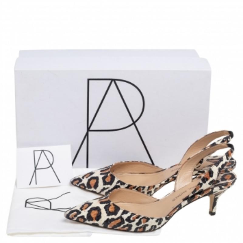 Mehrfarbige Slingback-Sandalen aus Schlangenhautleder mit Leopardenmuster von Paul Andrew mit Leopardenmuster Größe 38 im Angebot 3