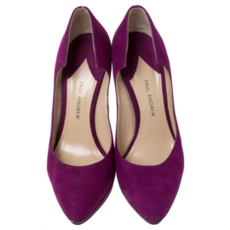 Violet Paul Andrew Purple Suede Manhattan Pumps Size 36 en vente