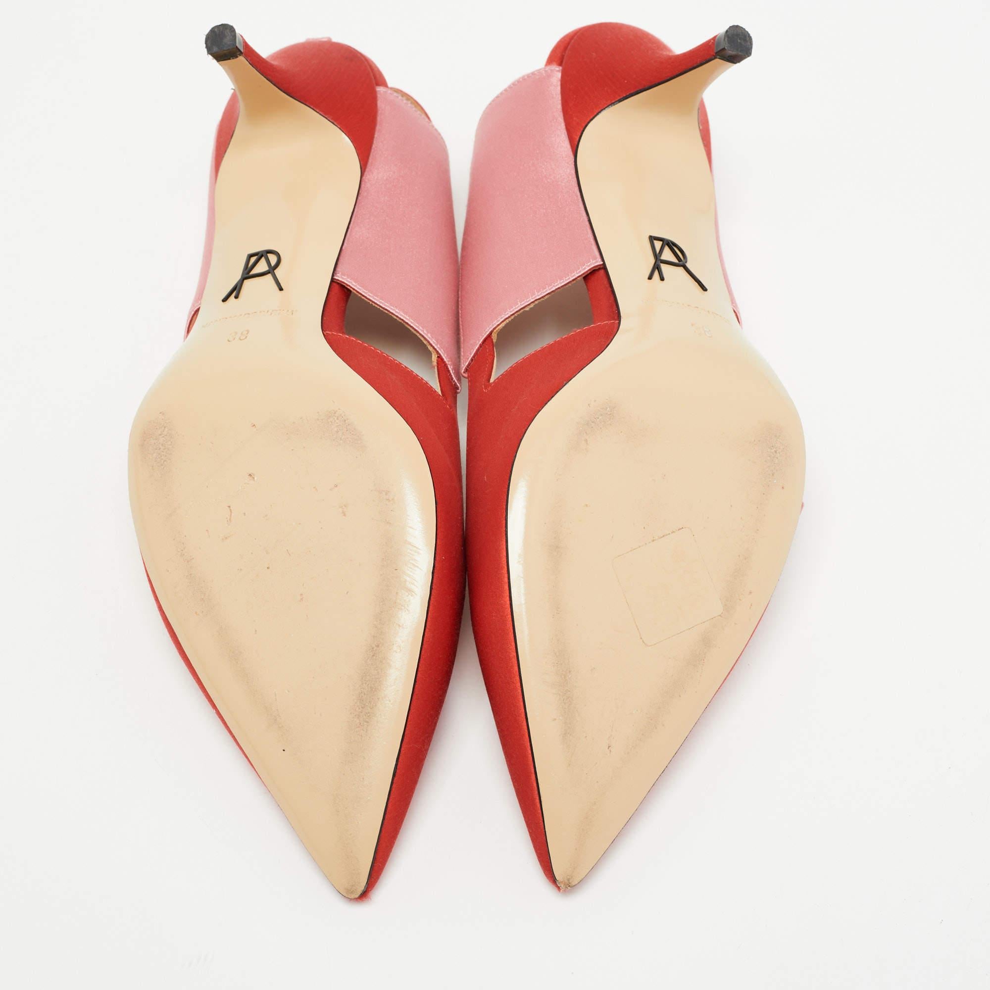 Paul Andrew Red/Pink Satin Bow Slingback Pumps Size 38 1