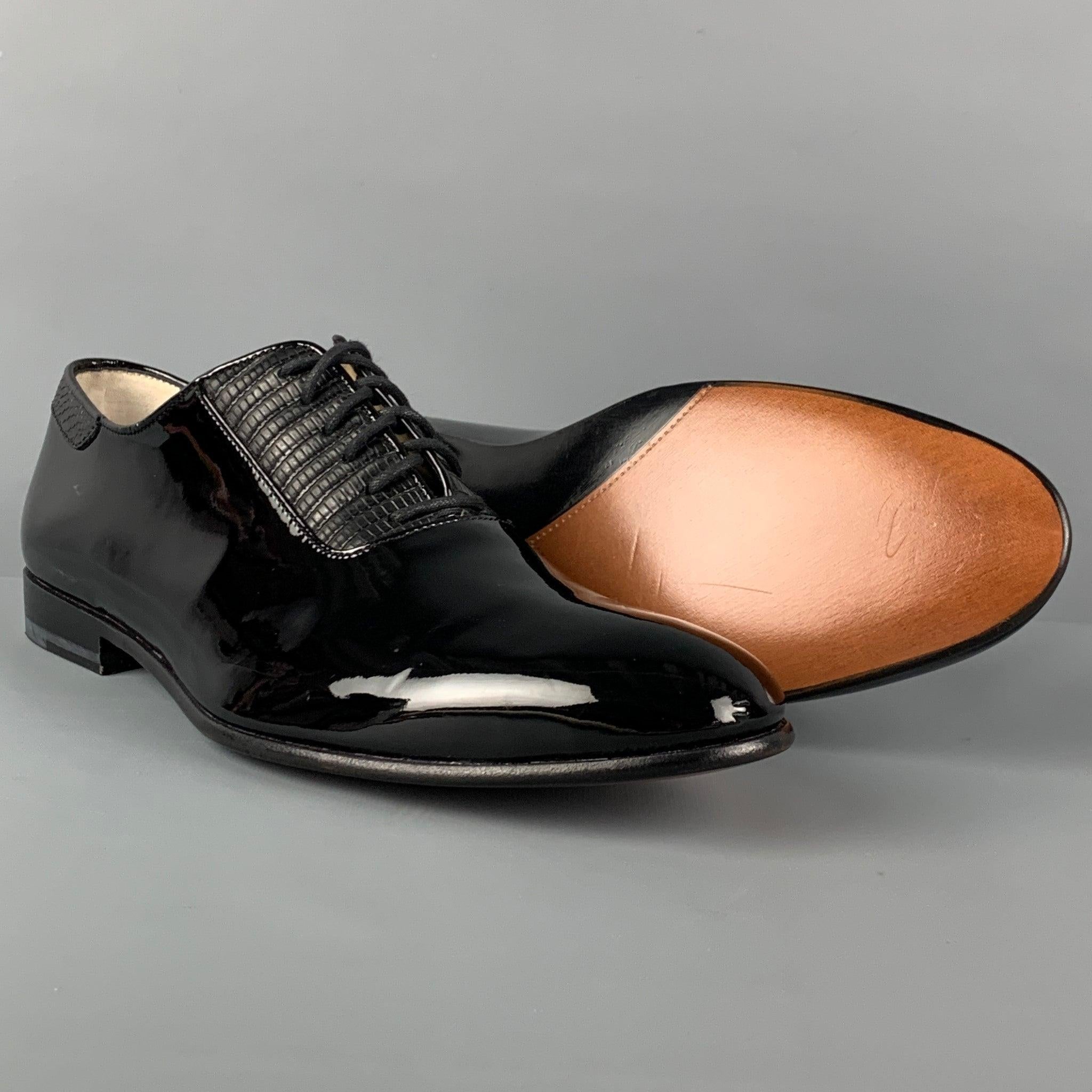 PAUL ANDREW Size 10 Black Leather Lace Up Shoes In Good Condition For Sale In San Francisco, CA