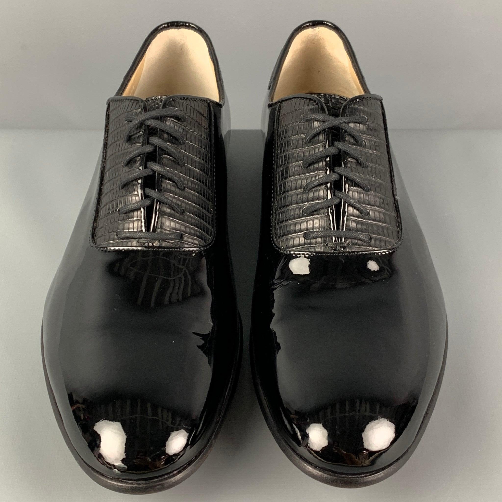 Men's PAUL ANDREW Size 10 Black Leather Lace Up Shoes For Sale