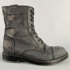 PAUL ANDREW Size 10 Black Nubuck Leather Side Zipper Boots