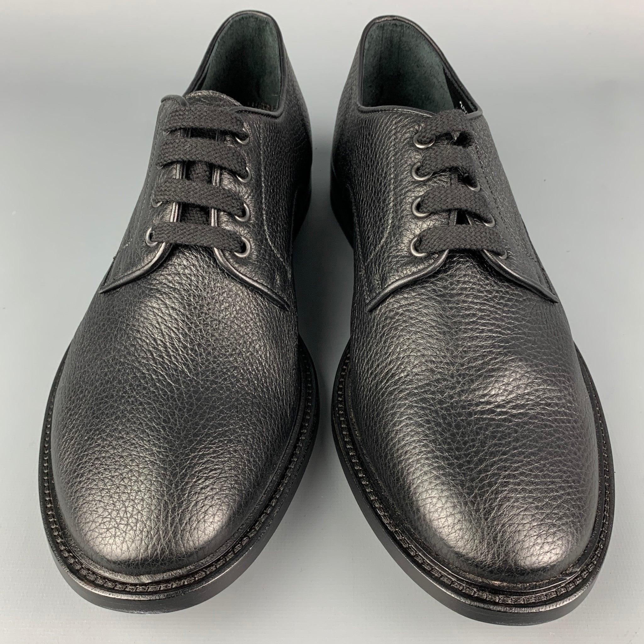 Men's PAUL ANDREW Size 10.5 Black Leather Lace Up Shoes For Sale