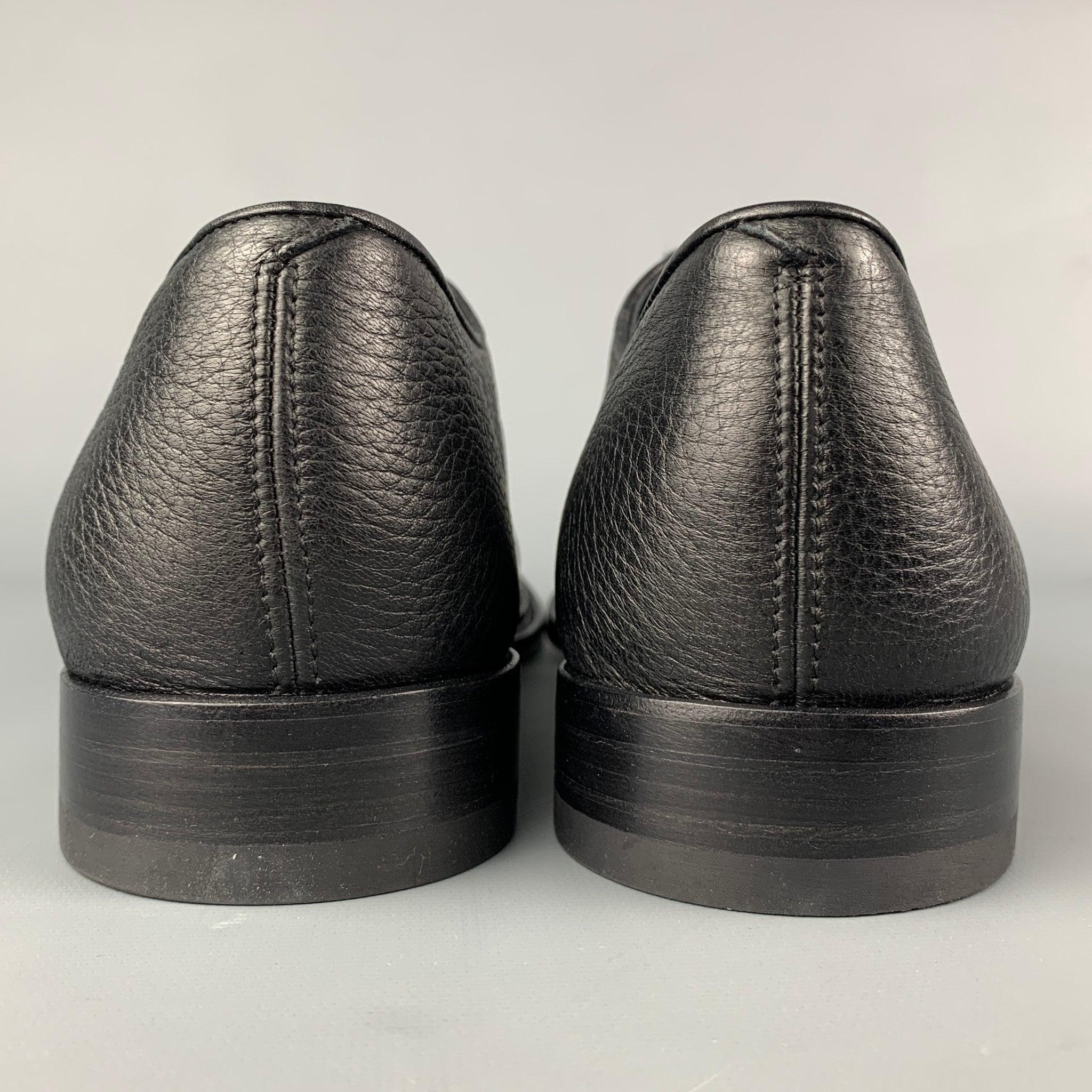 De los hombres PAUL ANDREW Talla 10.5 Zapatos de cordones de cuero negro en venta