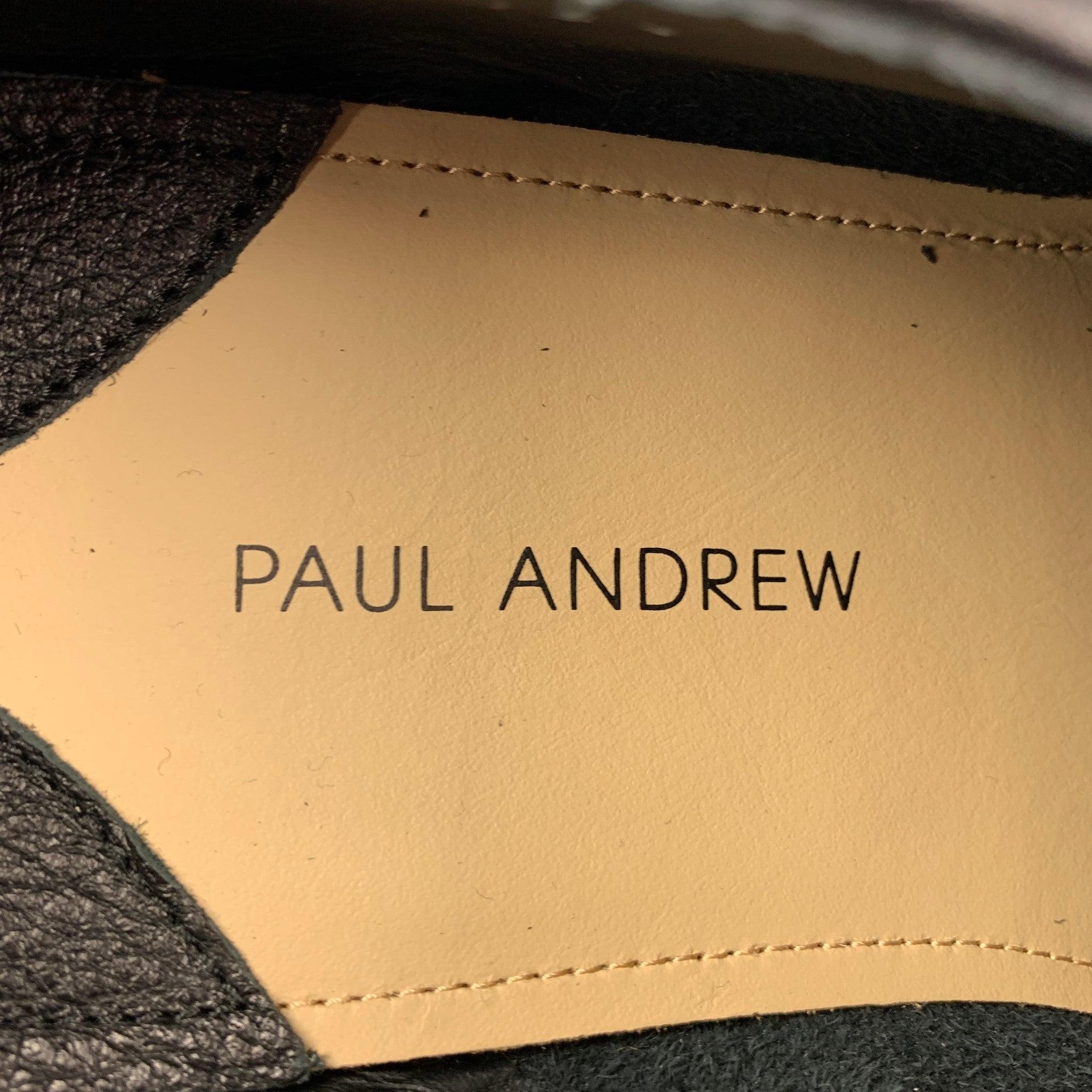 PAUL ANDREW Size 10.5 Black Leather Lace Up Shoes For Sale 3