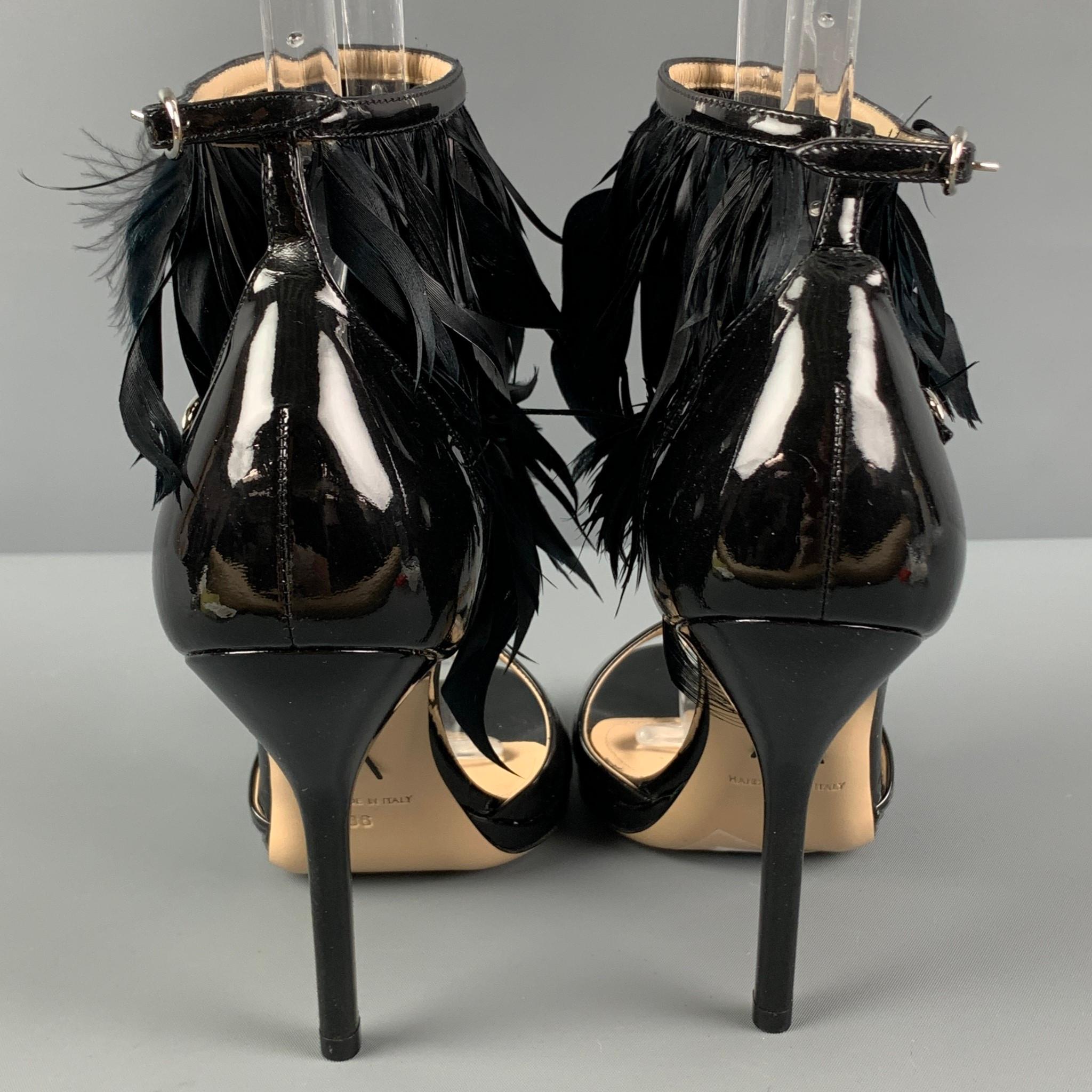 black feather heels