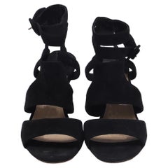 Paul Andrew Strappy Sandal Heels in Black Suede