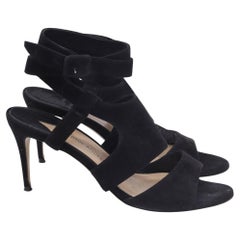 Paul Andrew Strappy Sandal Heels in Black Suede