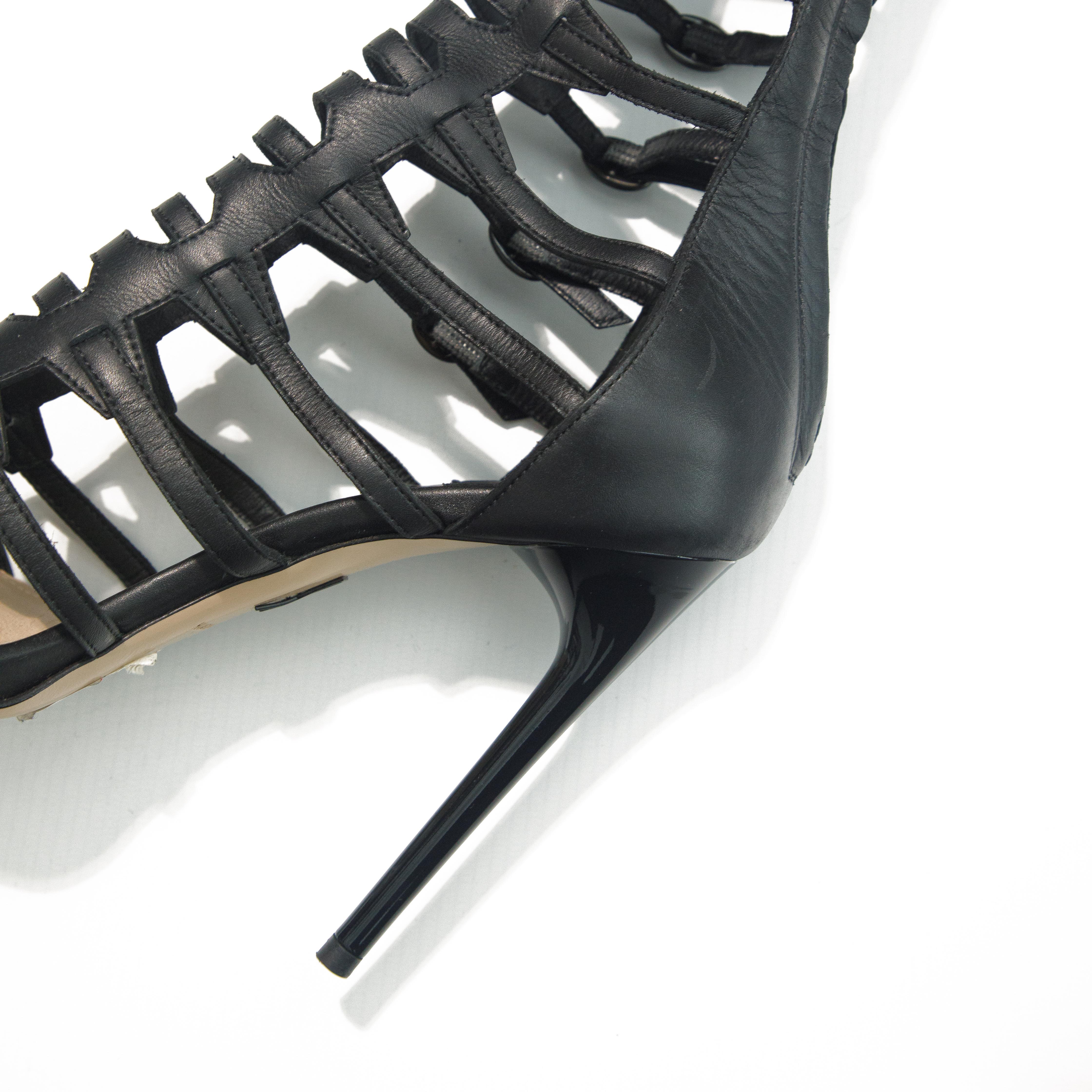 Noir Paul Andrews 2015 talons gladiateurs en cuir italien taille 36 en vente