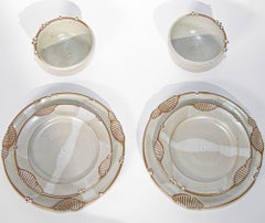 Paul Anthony Vintage Cream and Brown Stoneware Service Set of 6