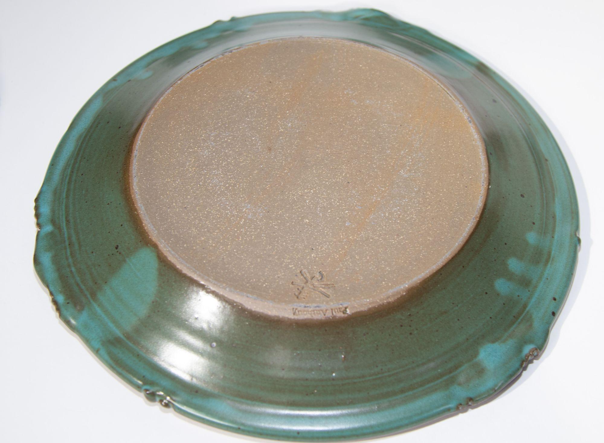 Paul Anthony Vintage Teal Green Stoneware Service Set of 8 For Sale 4