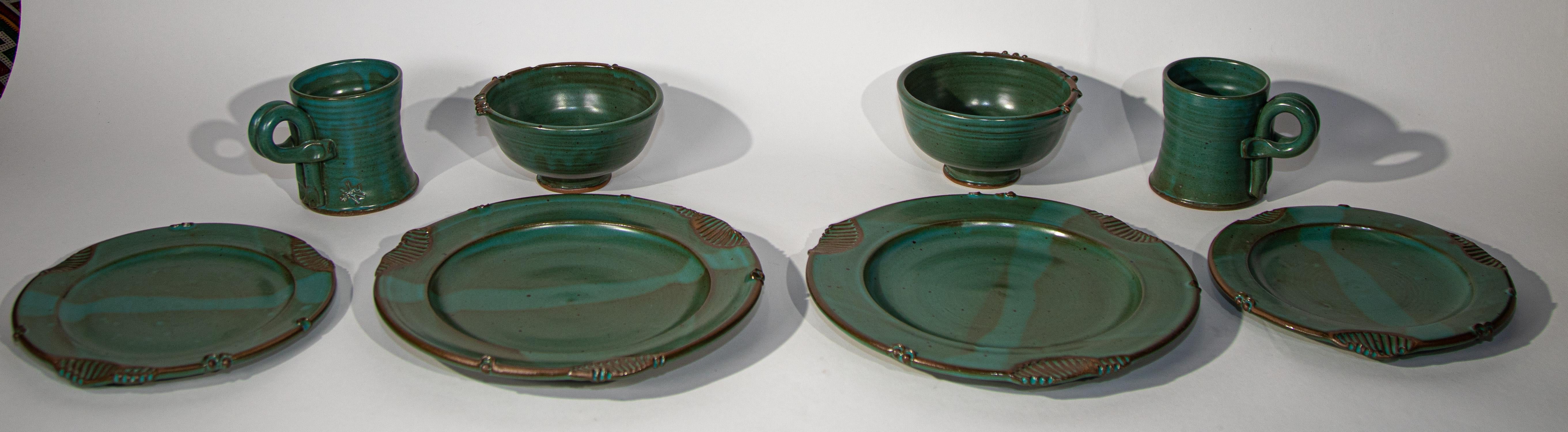 green stoneware dishes