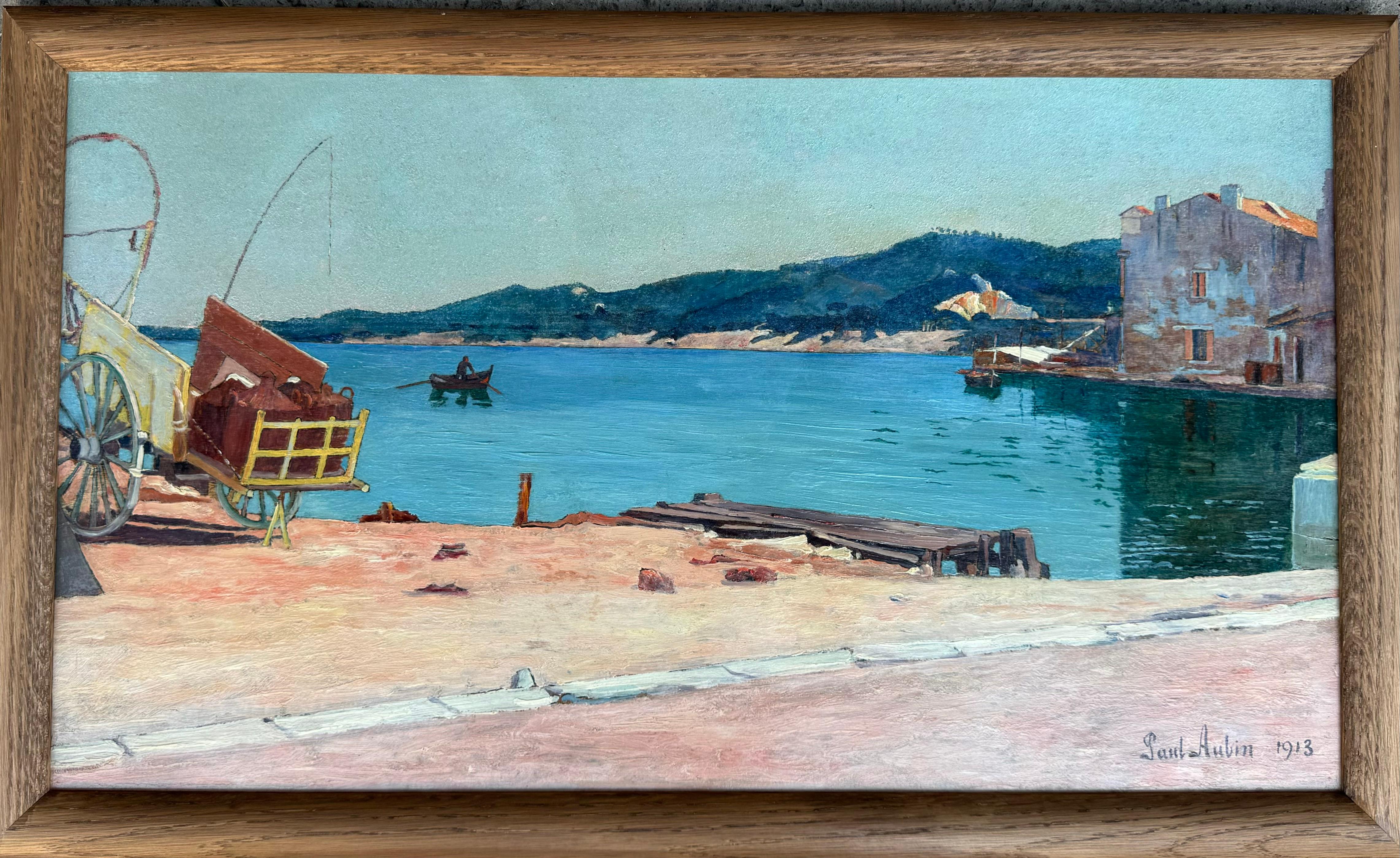 Vista de Martigues, 1913, Sur de Francia - Painting de Paul Aubin