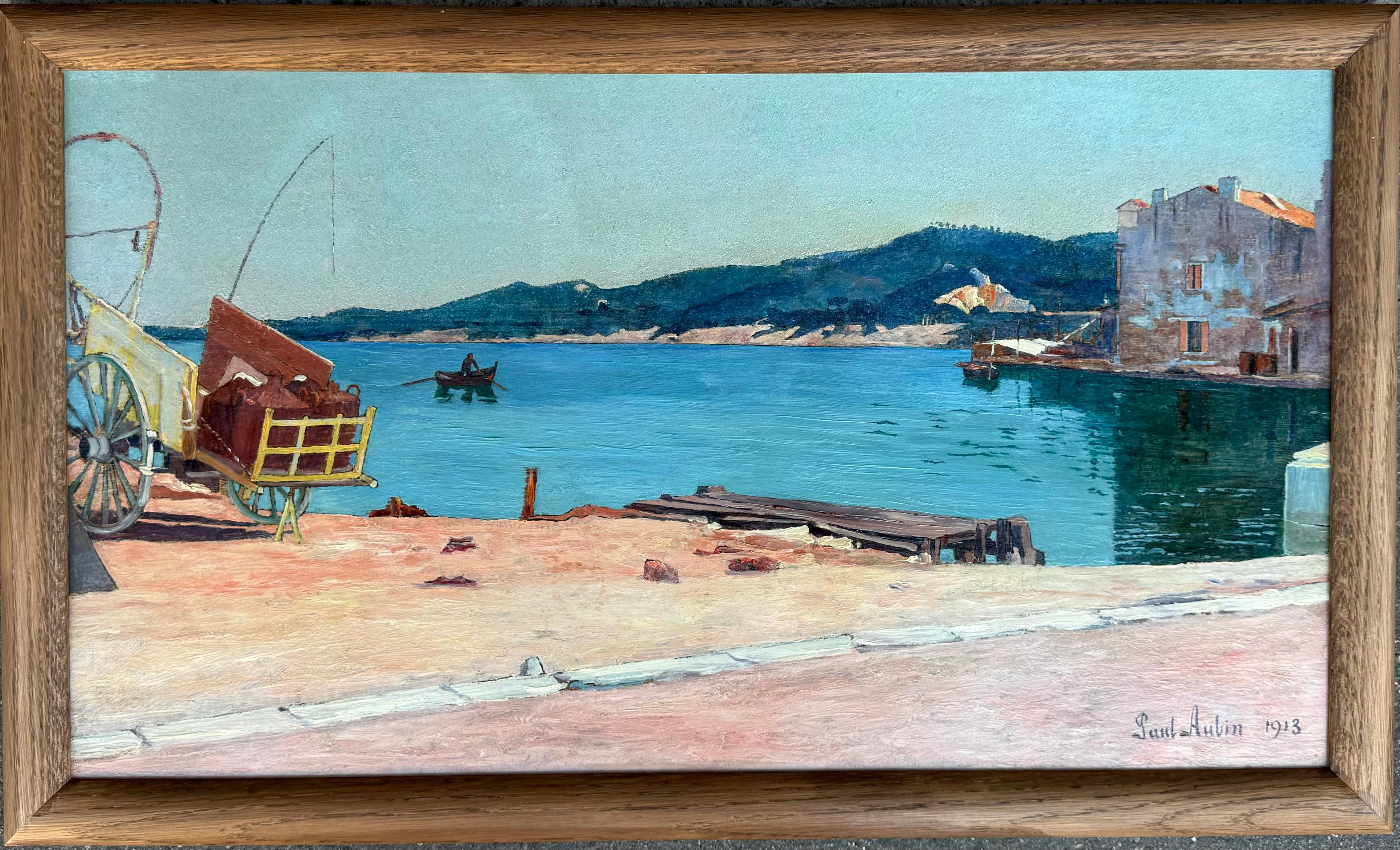 Landscape Painting de Paul Aubin - Vista de Martigues, 1913, Sur de Francia