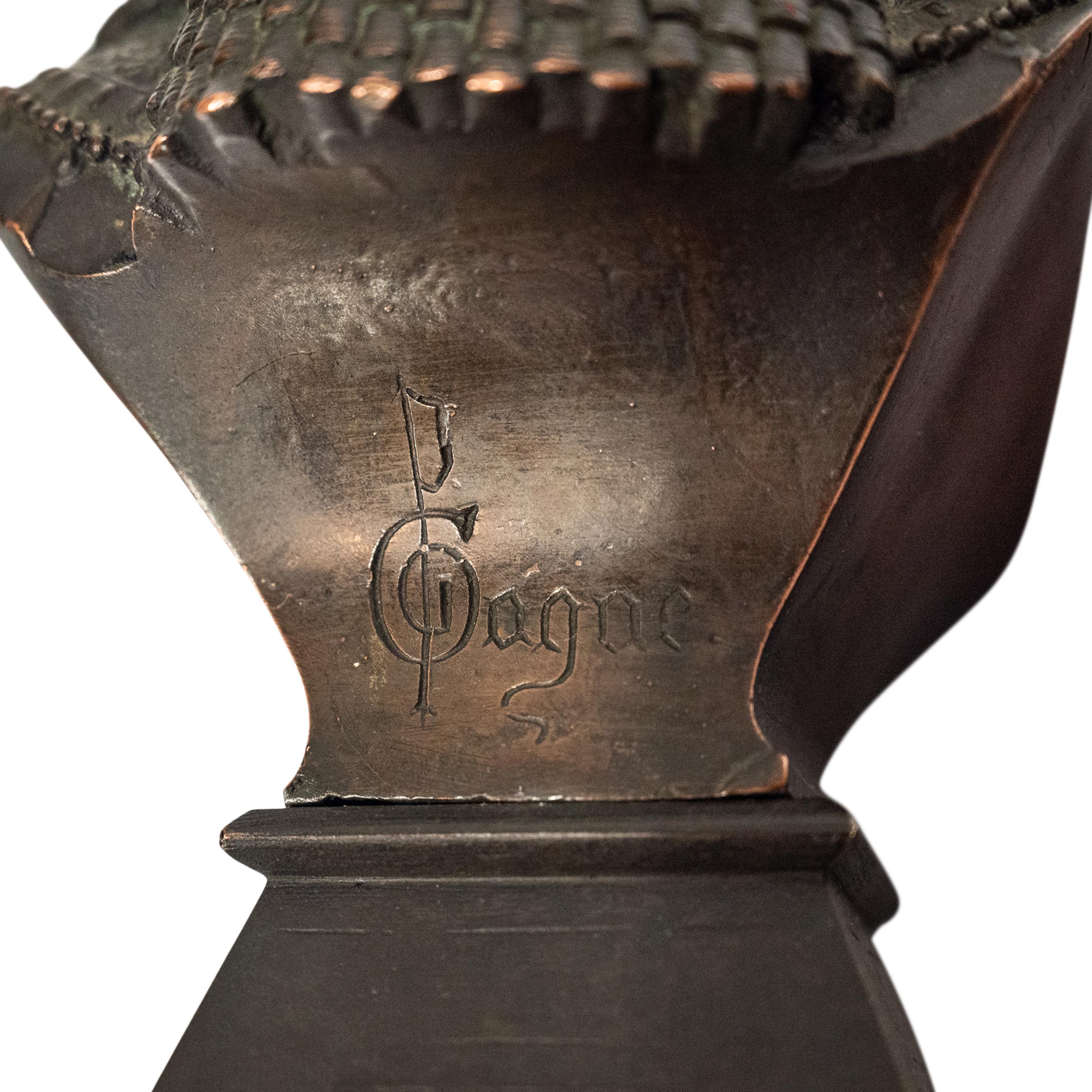 Antique French Escultura de busto de bronce de renacimiento egipcio Estatua 