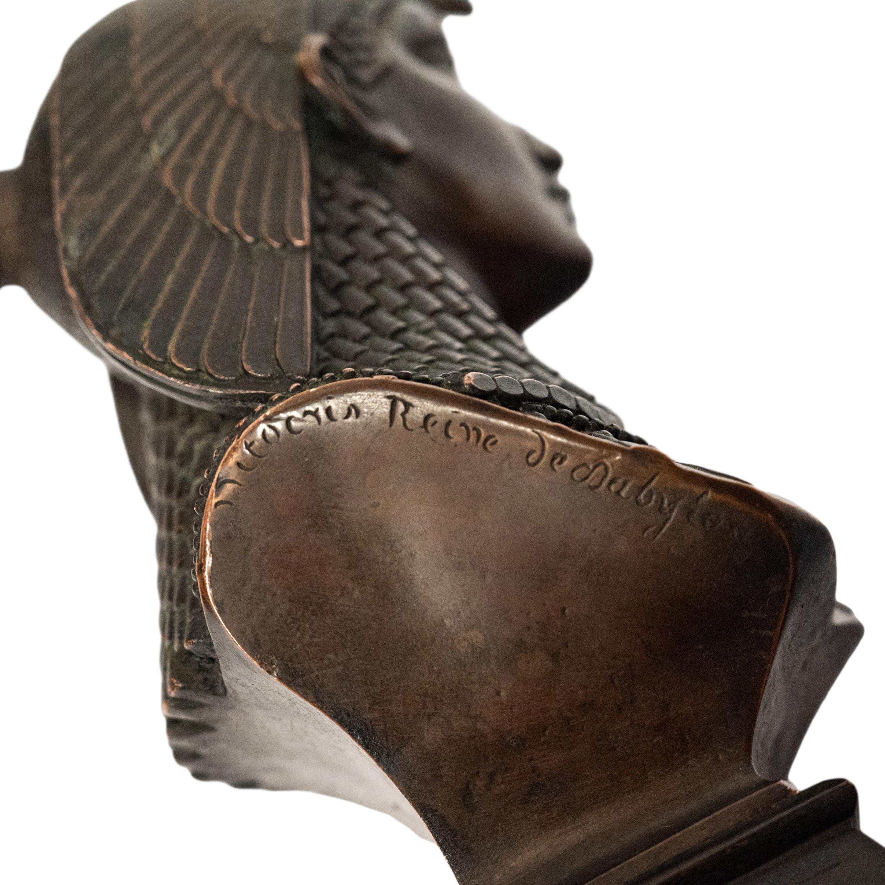 Antique French Escultura de busto de bronce de renacimiento egipcio Estatua 