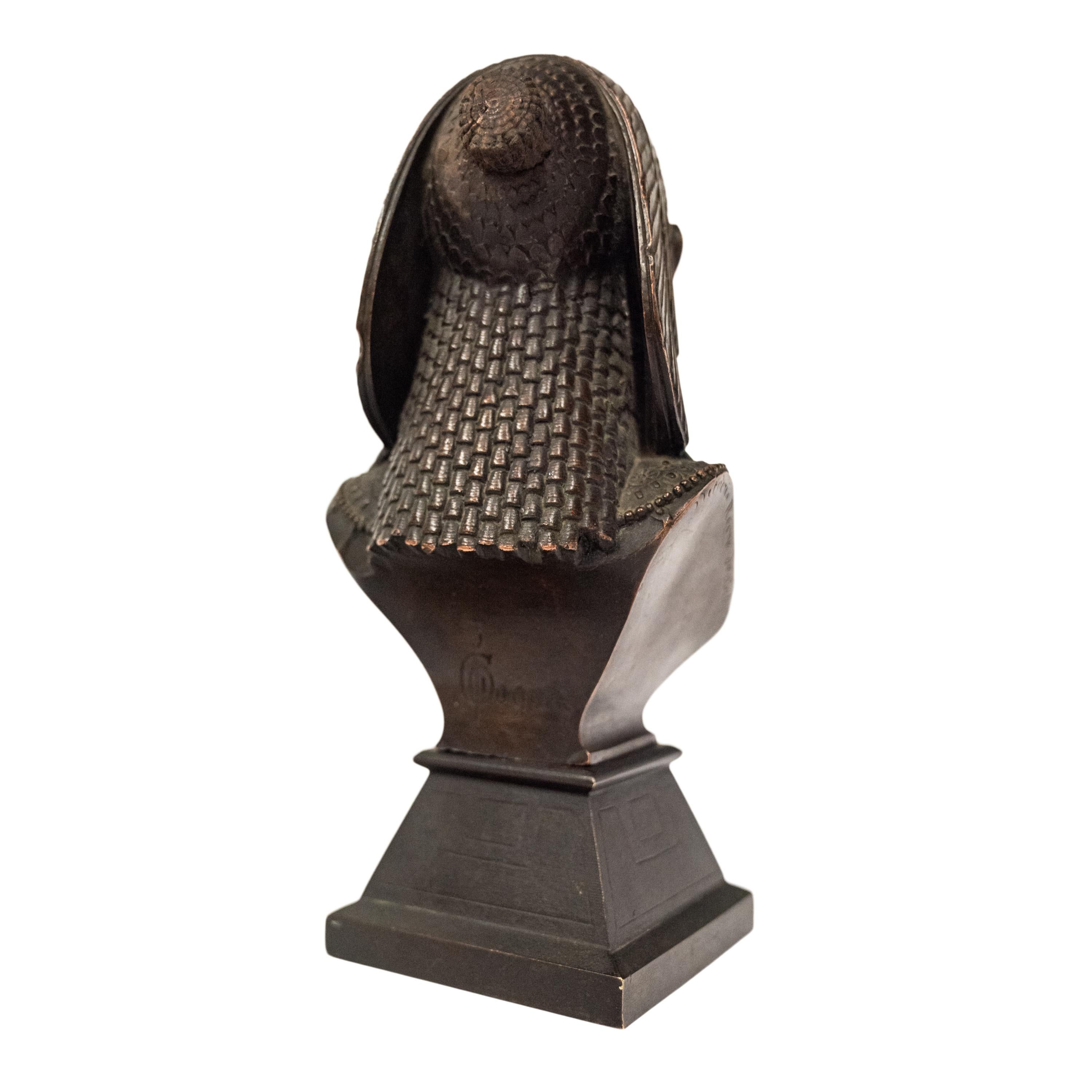 Antique French Escultura de busto de bronce de renacimiento egipcio Estatua 