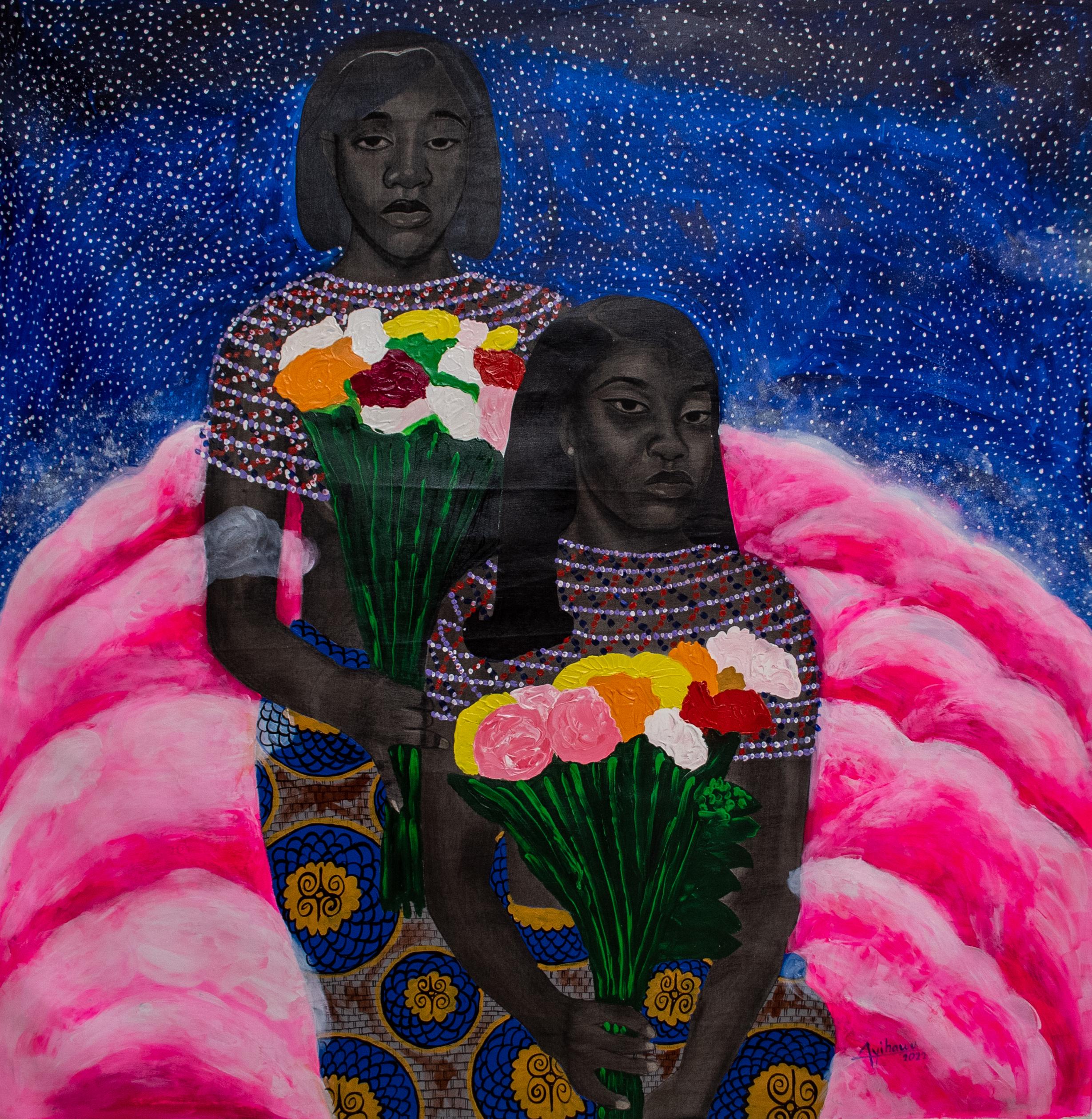 Beflowered I - Mixed Media Art by Paul Ayihawu