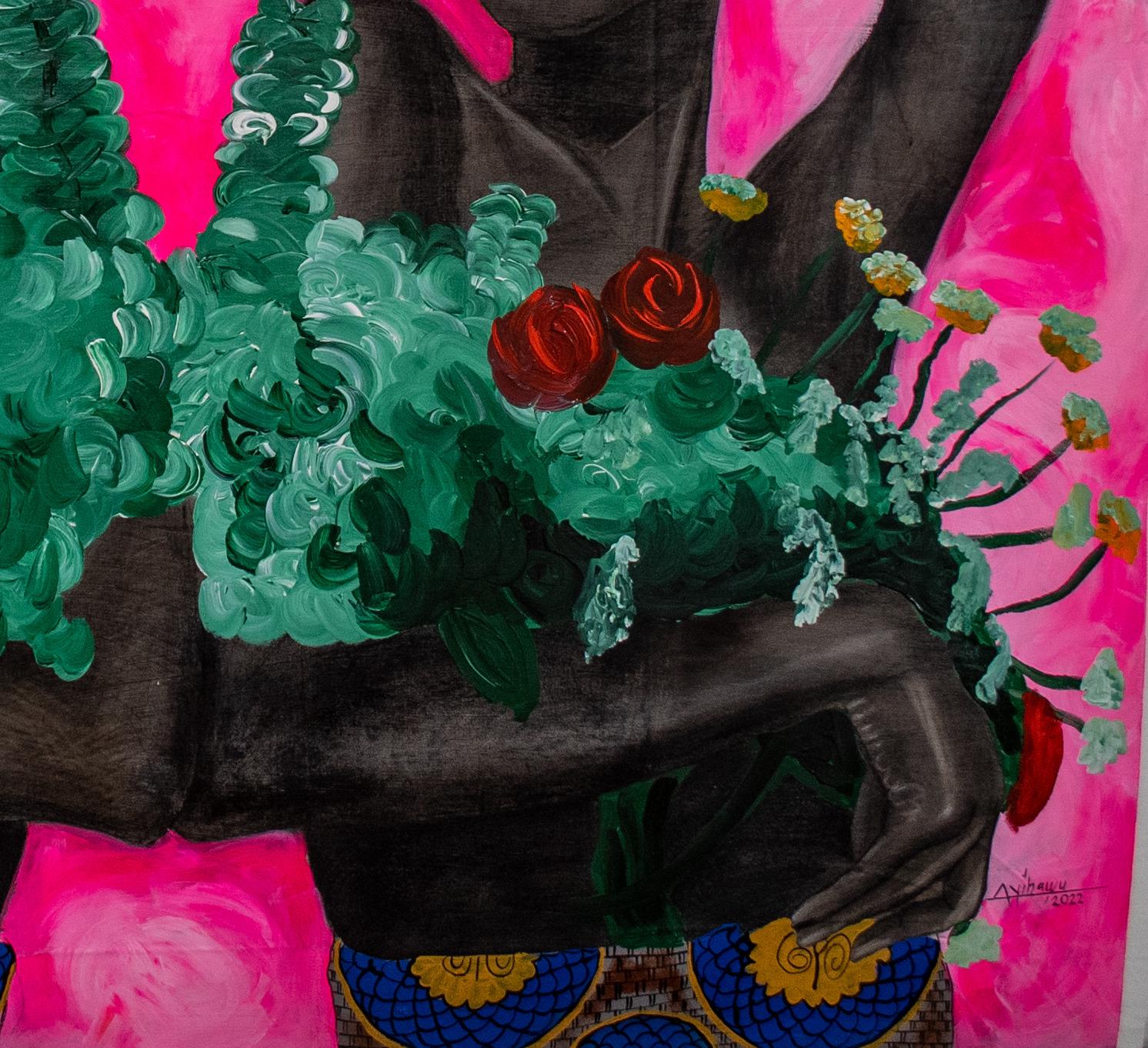 Fiorito III - Figurative Painting Nero di Paul Ayihawu