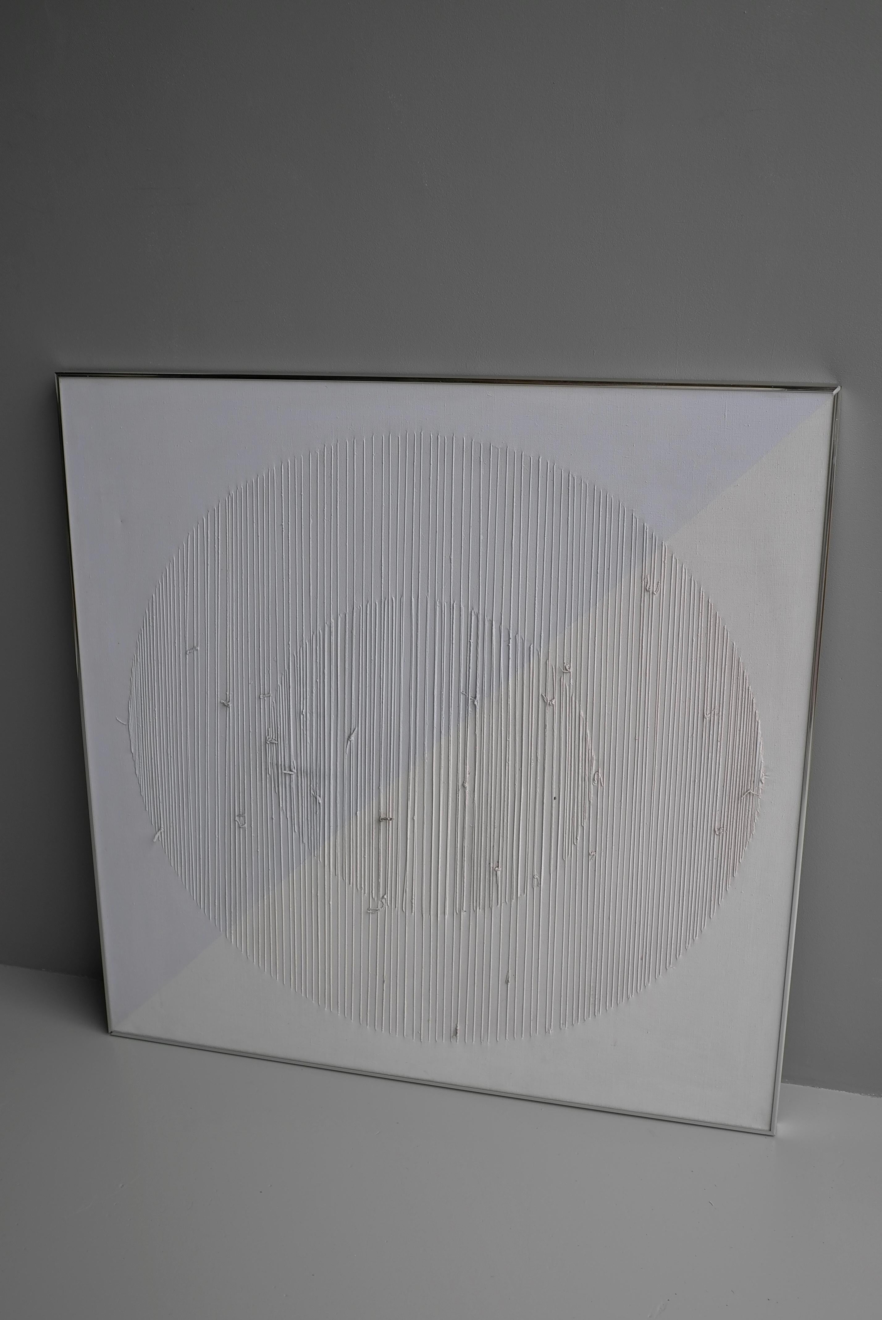 Mid-Century Modern Paul Bakker Zero Art, Circle Form, Paint Canvas in Combination with Rope, 1970's For Sale