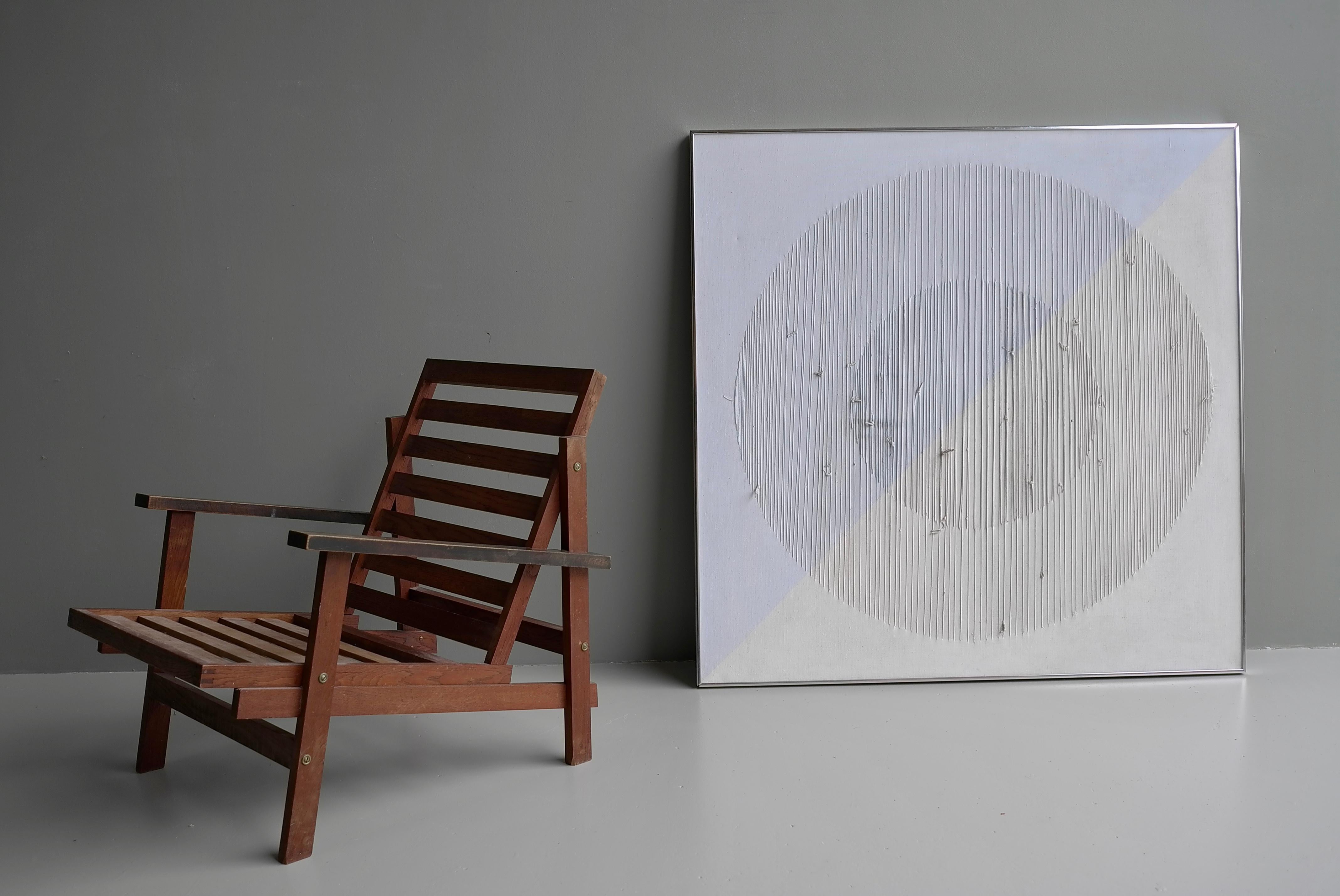 Hand-Painted Paul Bakker Zero Art, Circle Form, Paint Canvas in Combination with Rope, 1970's For Sale