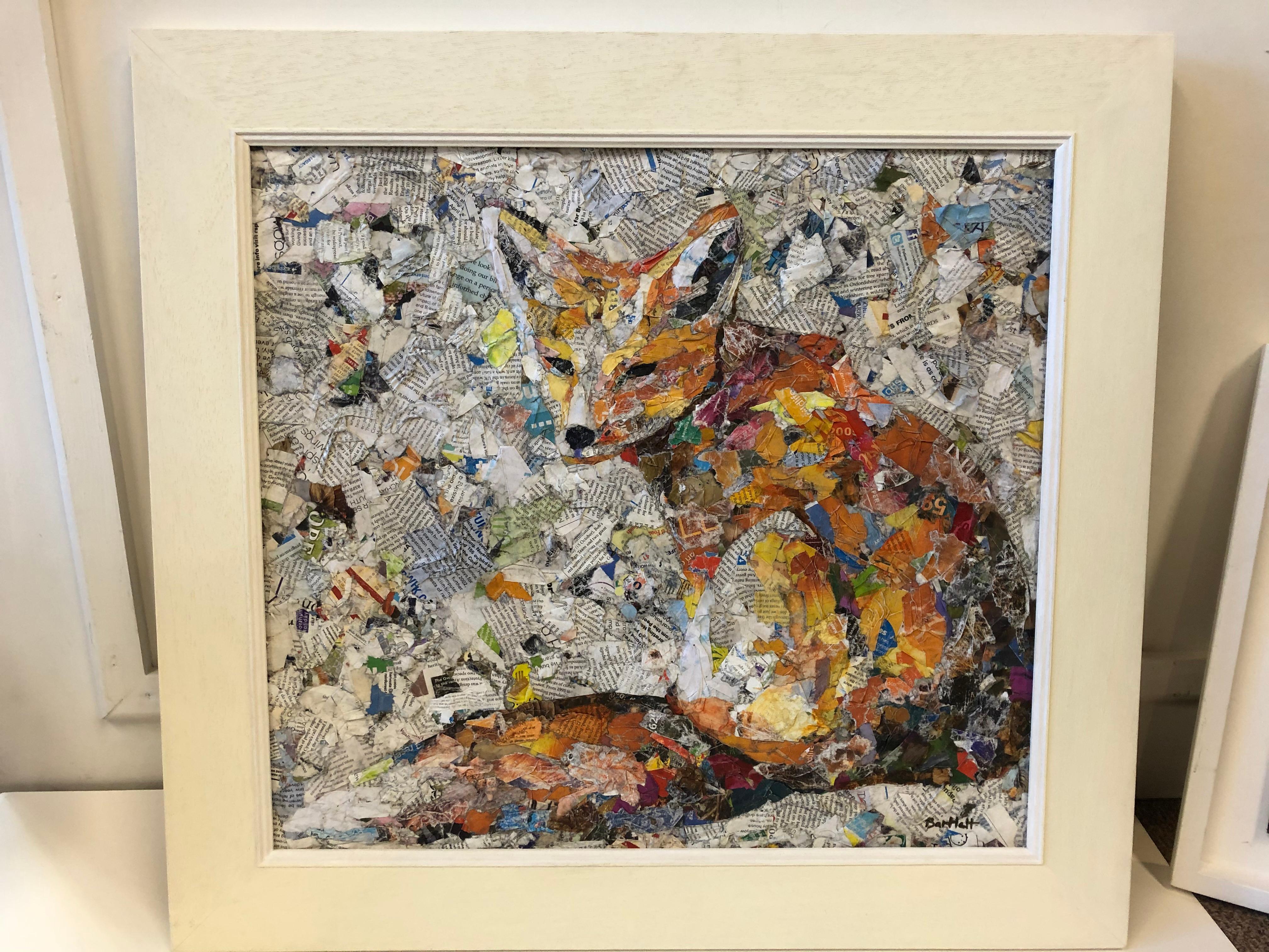 Through combining different sections of paper, he has created a unique and interesting fox collage, framed with a white board.

Collage on board
Framed
Signed
Board w 67.5cm x h 62.5cm
Image w 52.5cm x h 42.5cm

Paul Bartlett, SWLA is a self-taught