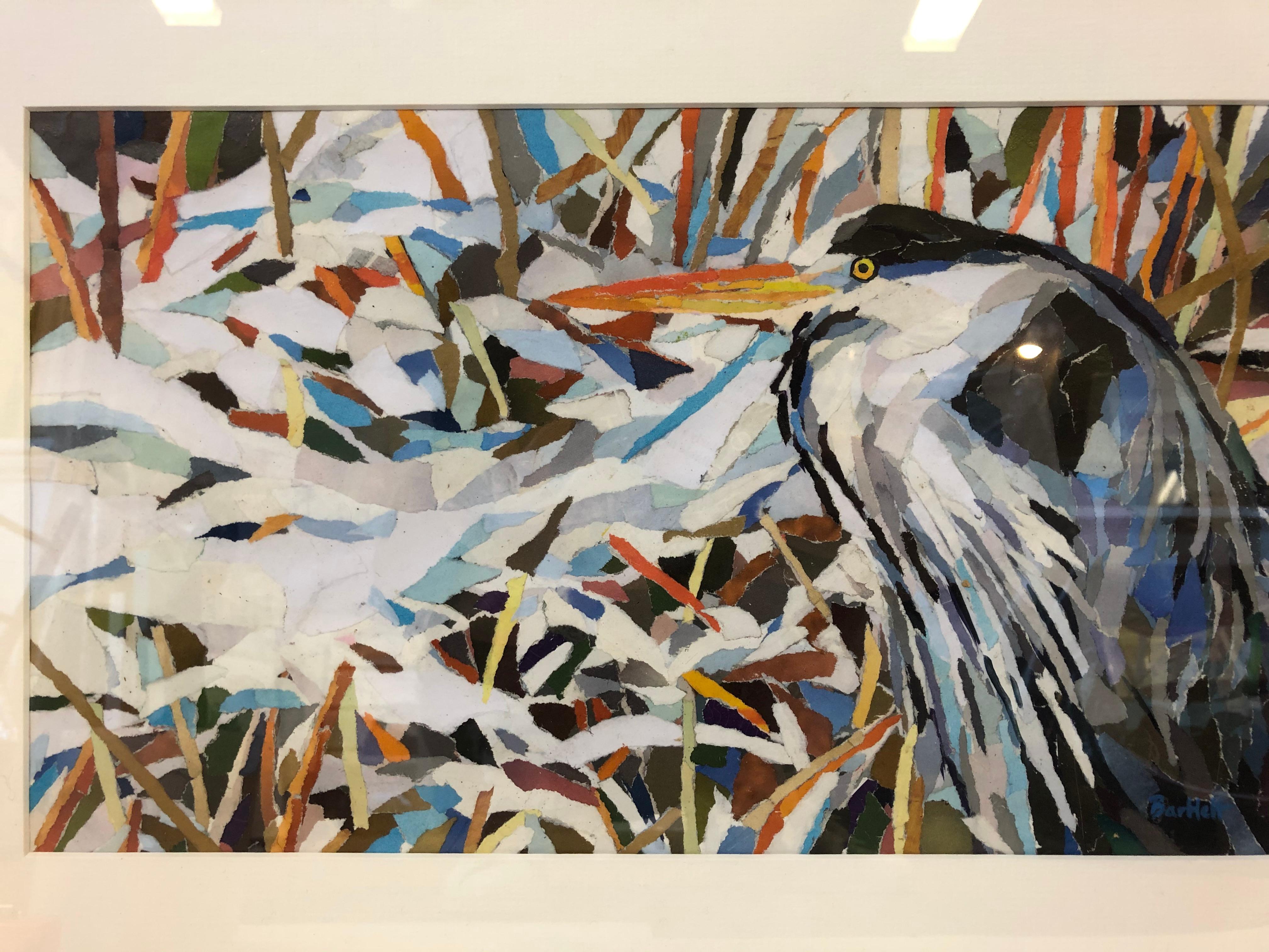 Quietud, Arte del Pájaro Garza, Arte de Conservación Animal, Arte Collage en venta 2