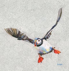 Alighting & Puffin Landing 2, diptych, Paul Barlett, Puffin Print