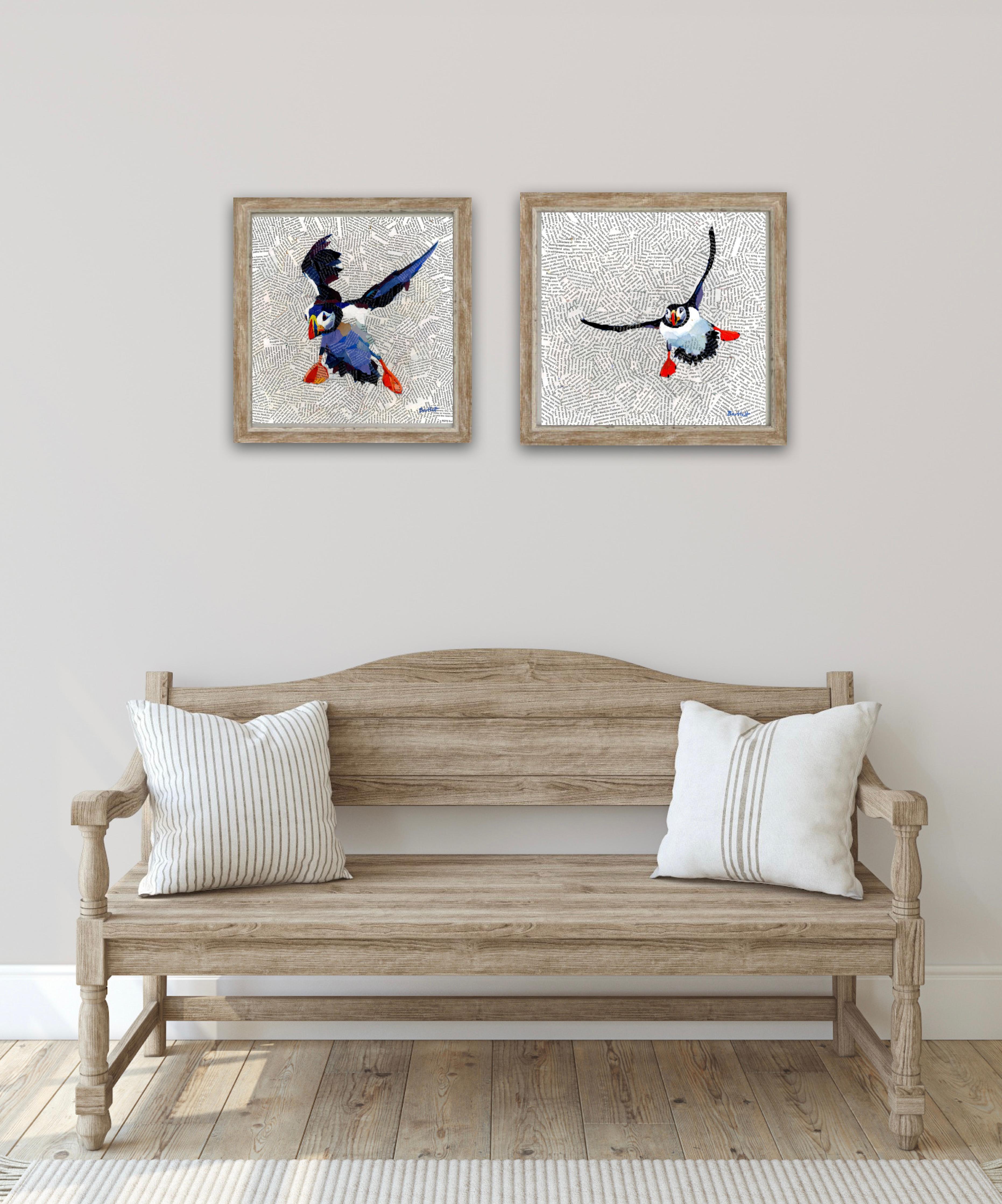 Puffin landing and The Arrival - Contemporary Print by Paul Bartlett