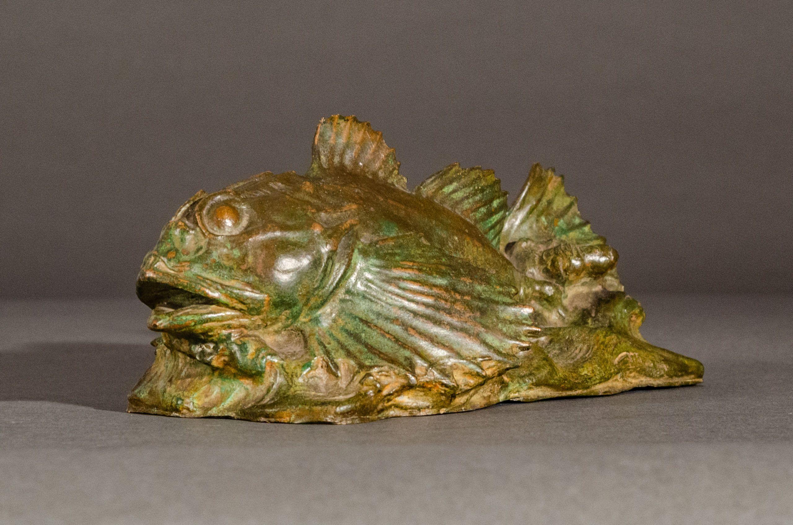 Paul W. Bartlett
Sculpin Fish, 1896
Signed on base: PWB ’96
Stamped on base: SF
Bronze
4 3/4 H. x 10 W. inches

Known as a leading Beaux-Art sculptor, Paul Wayland Bartlett began his career specializing in animals and then turned to public portrait