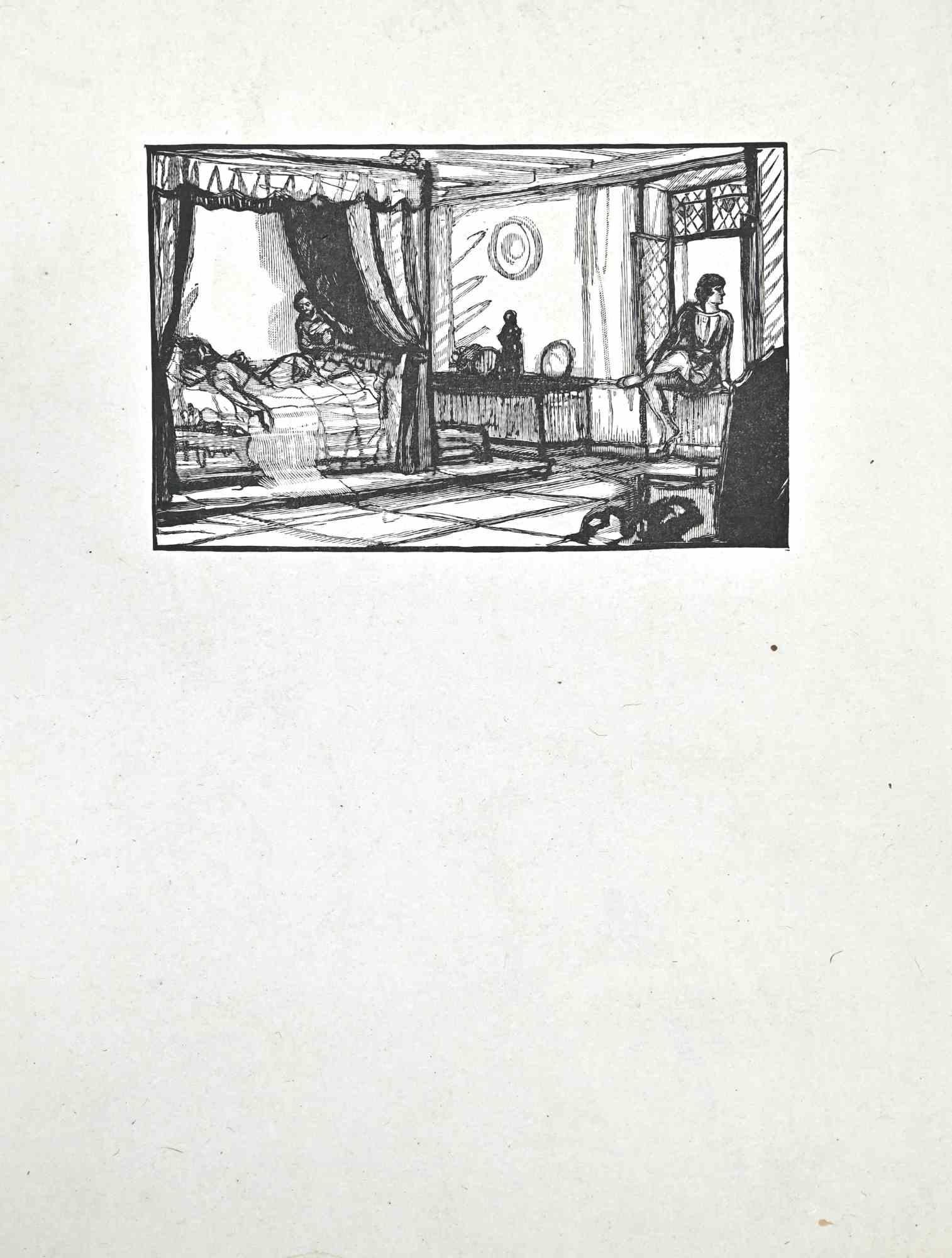Aristokratischer Morgen ist ein Holzschnitt auf elfenbeinfarbenem Papier, der von Paul Baudier (1881-1962) in den 1930er Jahren realisiert wurde.

Gute Bedingungen.

Paul Baudier, (geboren am 18. Oktober 1881 in Paris und gestorben am 9. Dezember