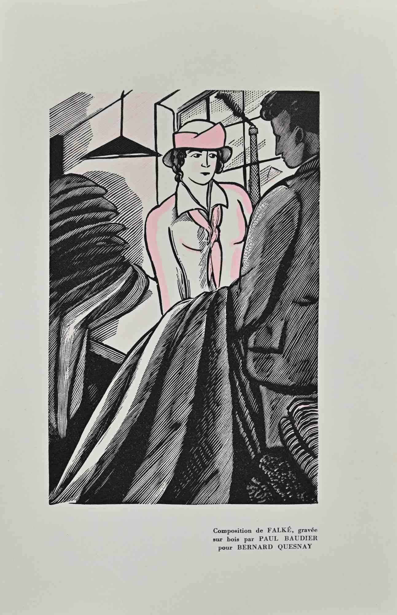 Rendezvous is an original woodcut print on ivory-colored paper realized by Paul Baudier (1881-1962) in the 1930s.

On the lower right description in French.

Very good conditions.

Paul Baudier, (born October 18, 1881 in Paris and died December 9,