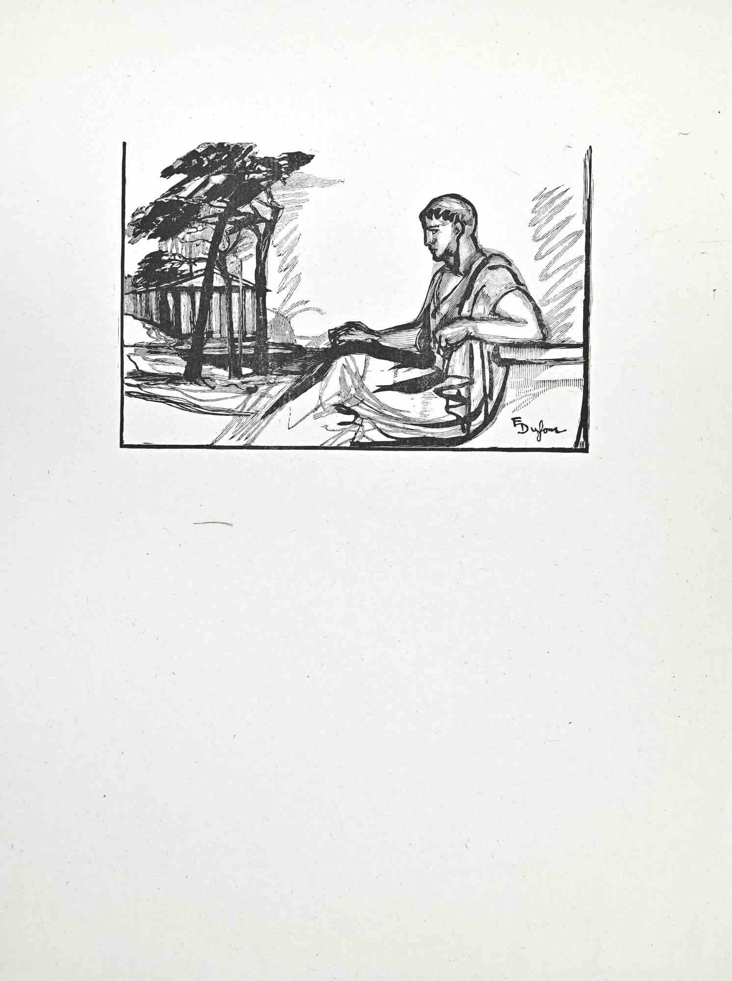 Roman in Ancient Temple is an original woodcut print on ivory-colored paper realized by Paul Baudier (1881-1962) in the 1930s.

Good conditions.

Paul Baudier, (born October 18, 1881 in Paris and died December 9, 1962 in Châtillon), was a French