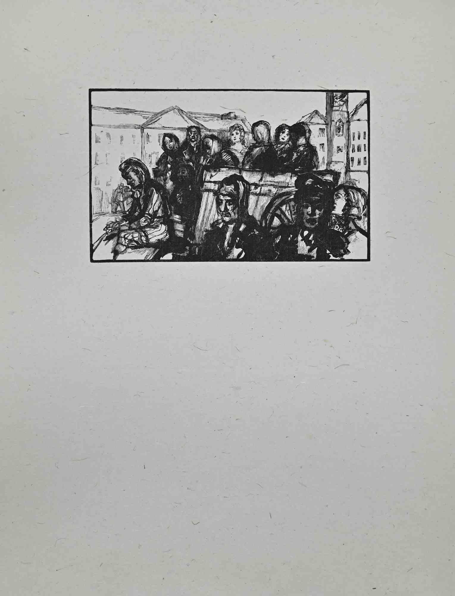 Die Kutsche der Frauen ist ein Original-Holzschnitt auf elfenbeinfarbenem Papier von Paul Baudier (1881-1962) aus den 1930er Jahren.

Sehr guter Zustand.

Paul Baudier, (geboren am 18. Oktober 1881 in Paris und gestorben am 9. Dezember 1962 in