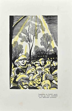 Vintage The Crowd - Original Woodcut print by Paul Baudier - 1930s