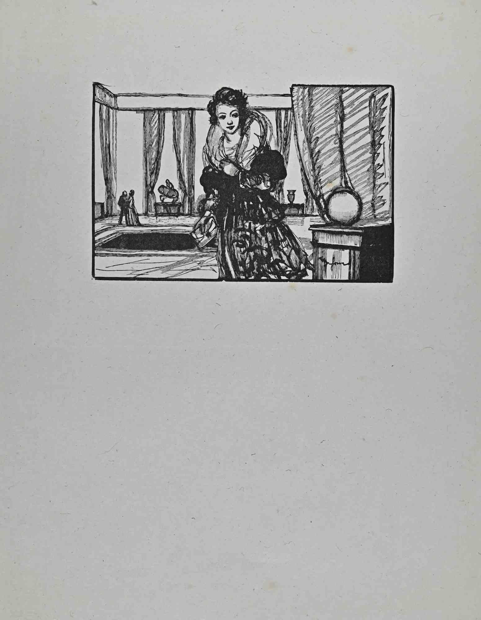 The Lady in The Museum is an original woodcut print on ivory-colored paper realized by Paul Baudier (1881-1962) in the 1930s.

Good condition.

Paul Baudier, (born October 18, 1881 in Paris and died December 9, 1962 in Châtillon), was a French
