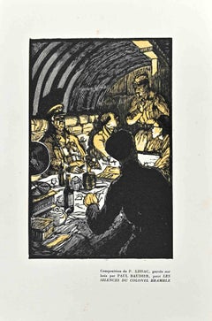 Vintage The Night Planning - Original Woodcut Print by Paul Baudier - 1930s