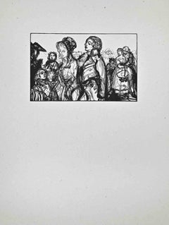 Nobelurlaub - Holzschnittdruck von Paul Baudier - 1930er Jahre