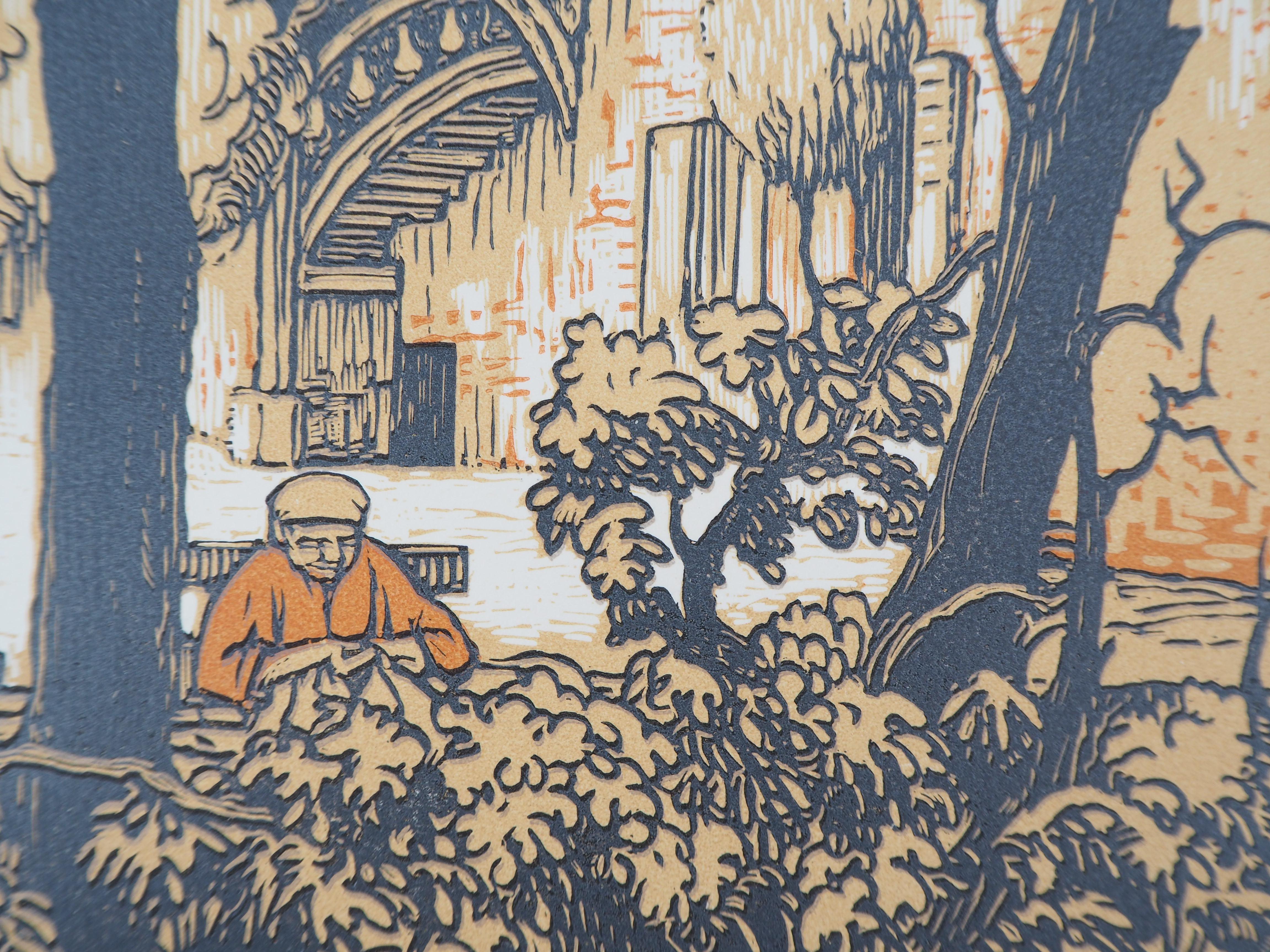 La Vecchia Casa - Incisione originale su legno, firmata e numerata a mano - Print di Paul Baudier