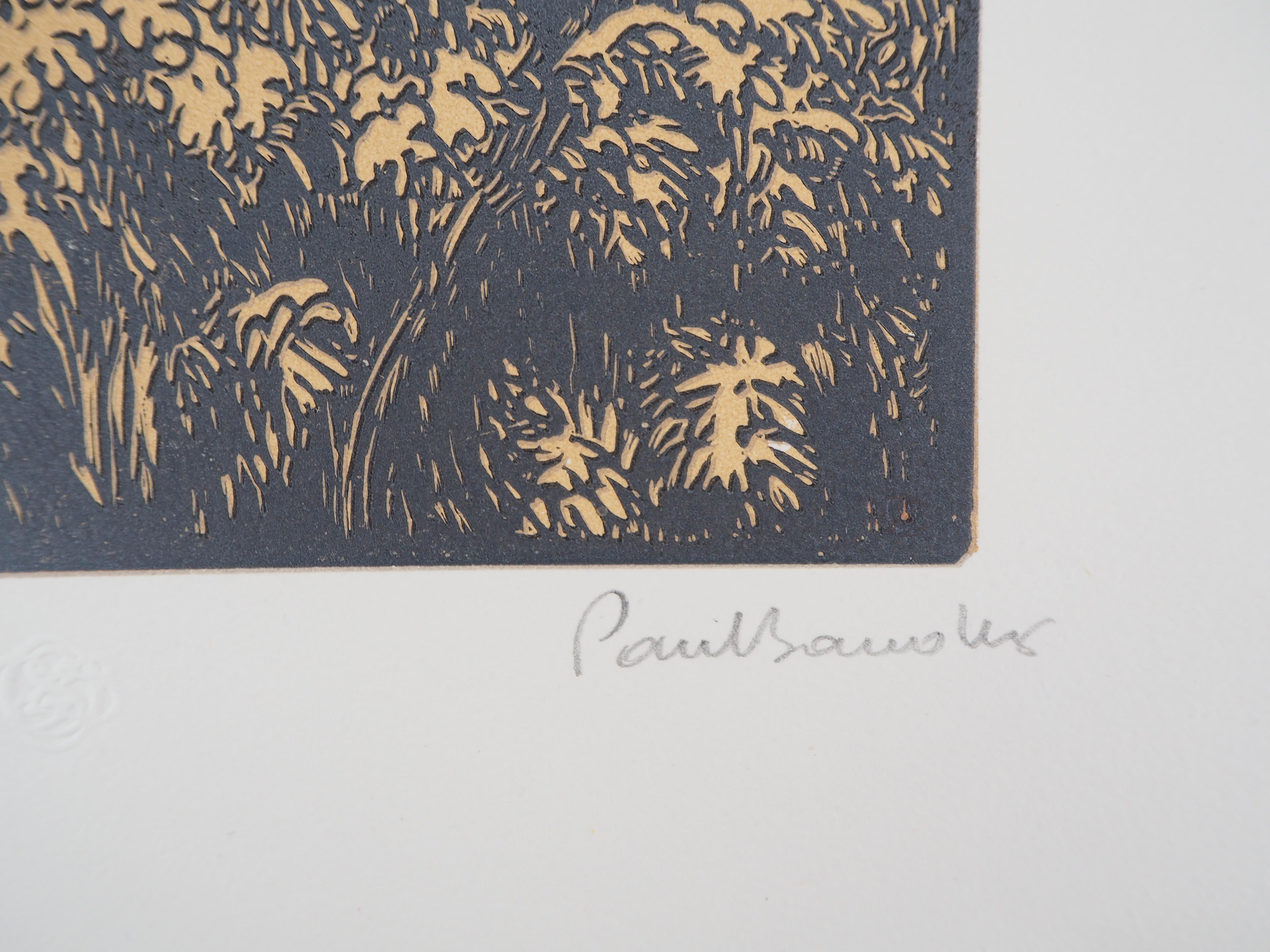 La Vecchia Casa - Incisione originale su legno, firmata e numerata a mano - Landscape Print Beige di Paul Baudier
