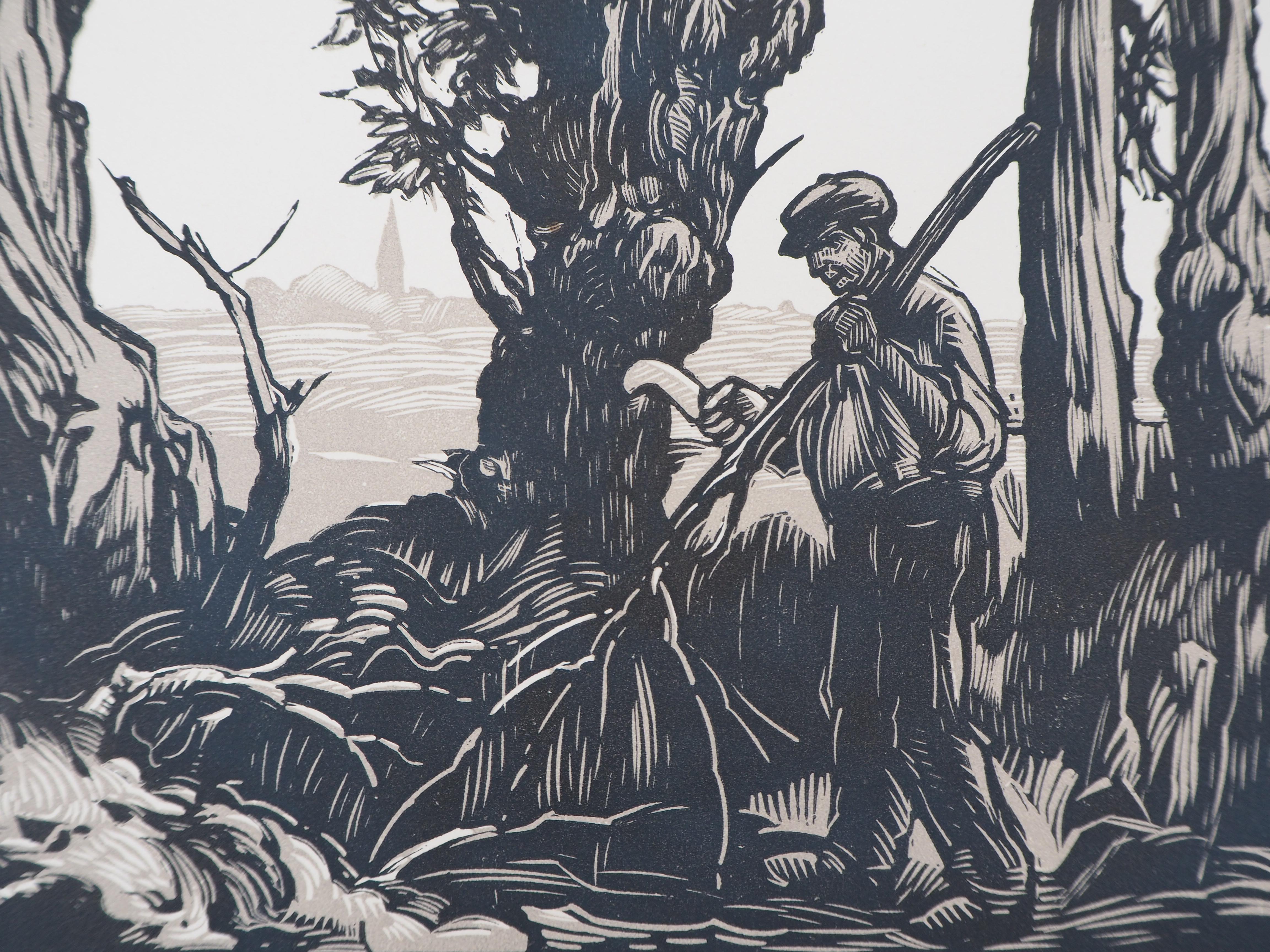 Paul BAUDIER (1881-1962)
Le vieil arbre, 1927

Gravure sur bois originale
Signé à la main au crayon
Numéroté /160
Sur vélin 32.5 x 25.5 cm (c. 13 x 10 in)
Porte le cachet aveugle de l'éditeur 'Imagier de la Gravure sur Bois' (Lugt 1140a).

Excellent