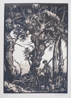 El viejo árbol - grabado original, firmado a mano y numerado
