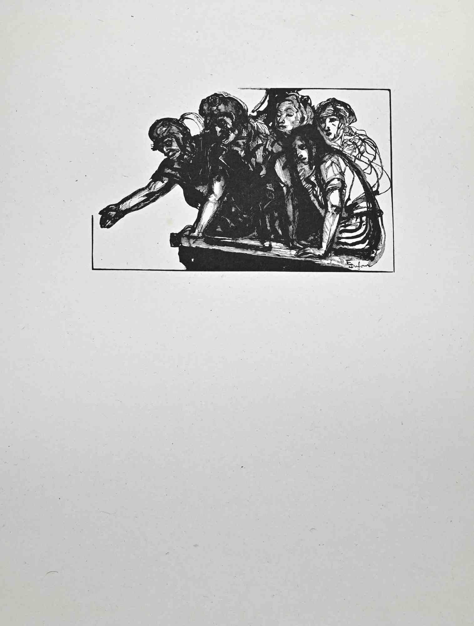 Der Protest ist ein Holzschnitt auf elfenbeinfarbenem Papier, der von Paul Baudier (1881-1962) in den 1930er Jahren realisiert wurde.

Gute Bedingungen.

Paul Baudier, (geboren am 18. Oktober 1881 in Paris und gestorben am 9. Dezember 1962 in