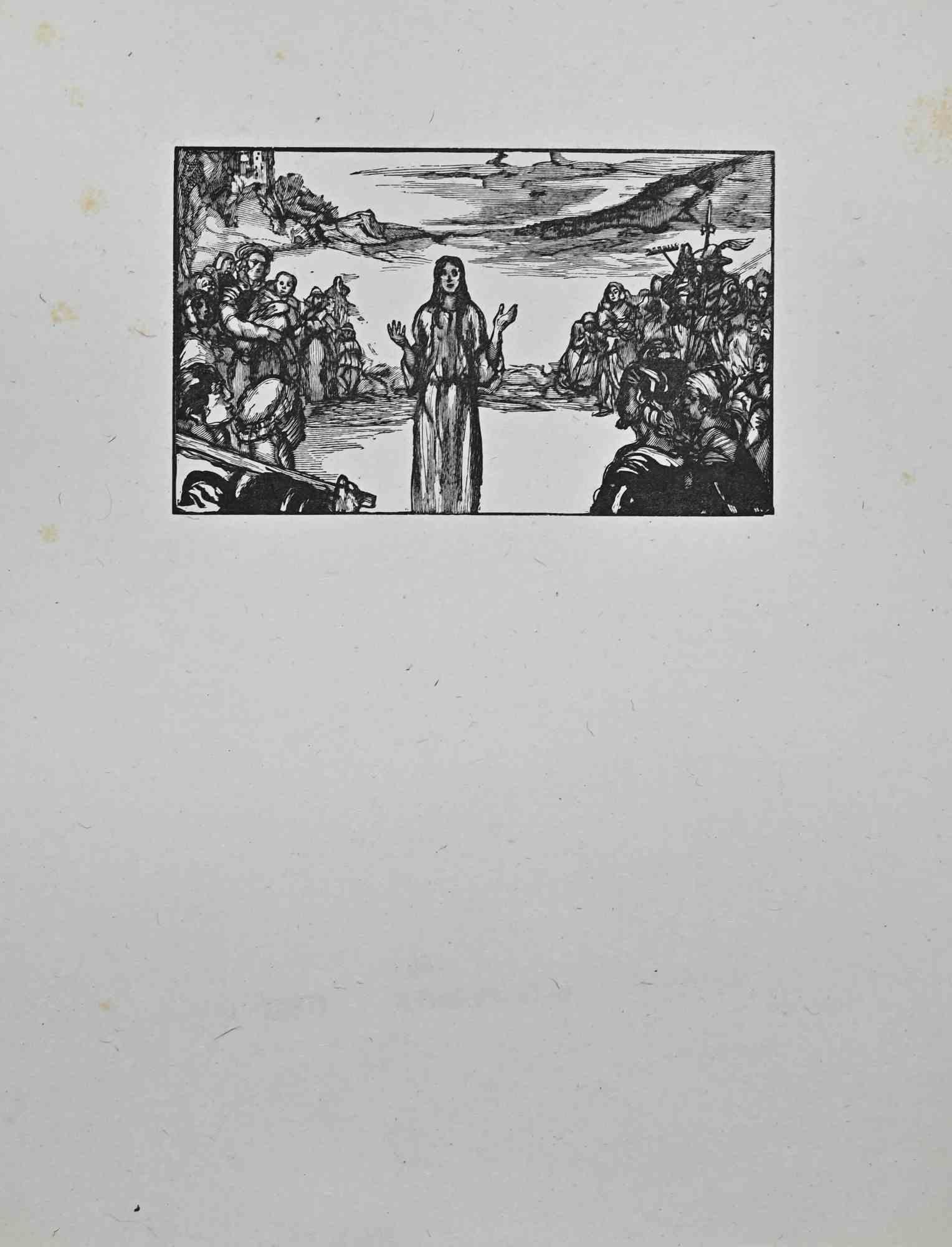 The Spiritual Speech is an original woodcut print on ivory-colored paper realized by Paul Baudier (1881-1962) in the 1930s.

Good conditions with small foxing.

Paul Baudier, (born October 18, 1881 in Paris and died December 9, 1962 in Châtillon),
