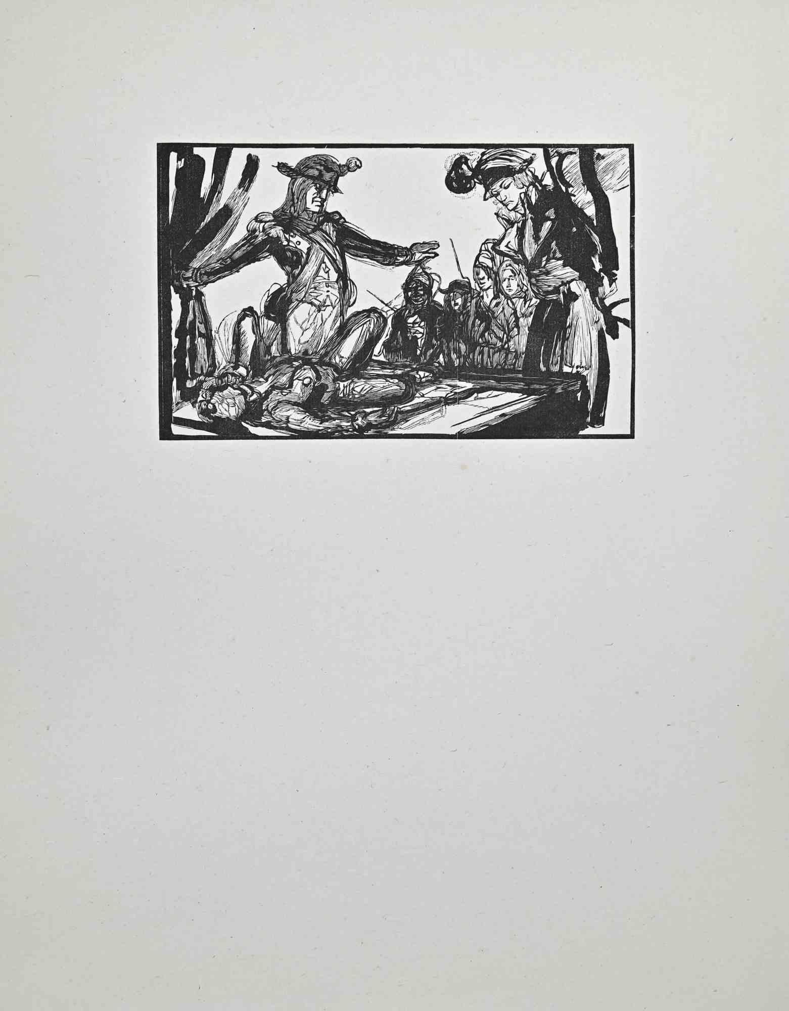 The Torture to Confess - Holzschnittdruck von Paul Baudier - 1930er Jahre