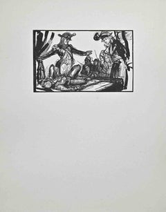 La Torture à la consécration - Impression sur bois de Paul Baudier - années 1930